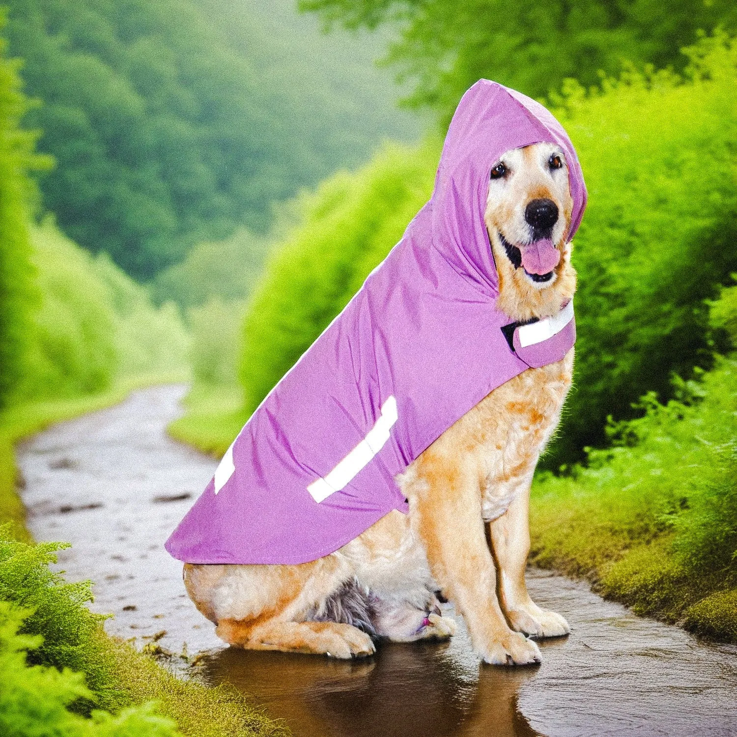 "Pardon My Drip" Printed DryTech Dog Raincoat with Reflective Strips For Protection | Visibilitee Collection