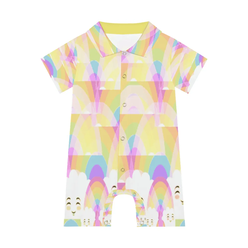 Rainbow Cloud Infant & Toddler Short Sleeve Button Romper