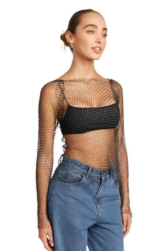 RHINESTONES NET TOP