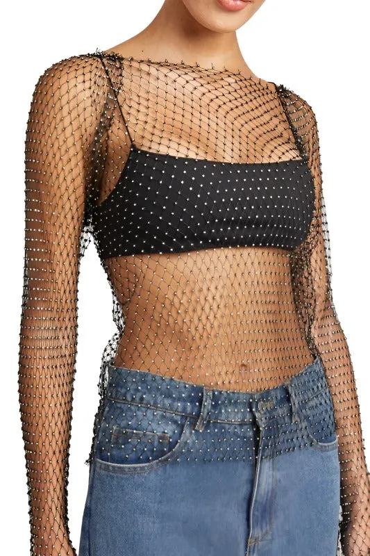 RHINESTONES NET TOP