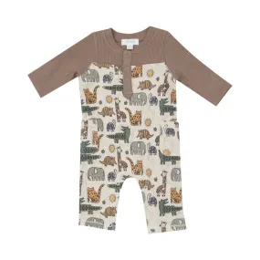 Romper With Contrast Sleeve- Safari Sketchbook