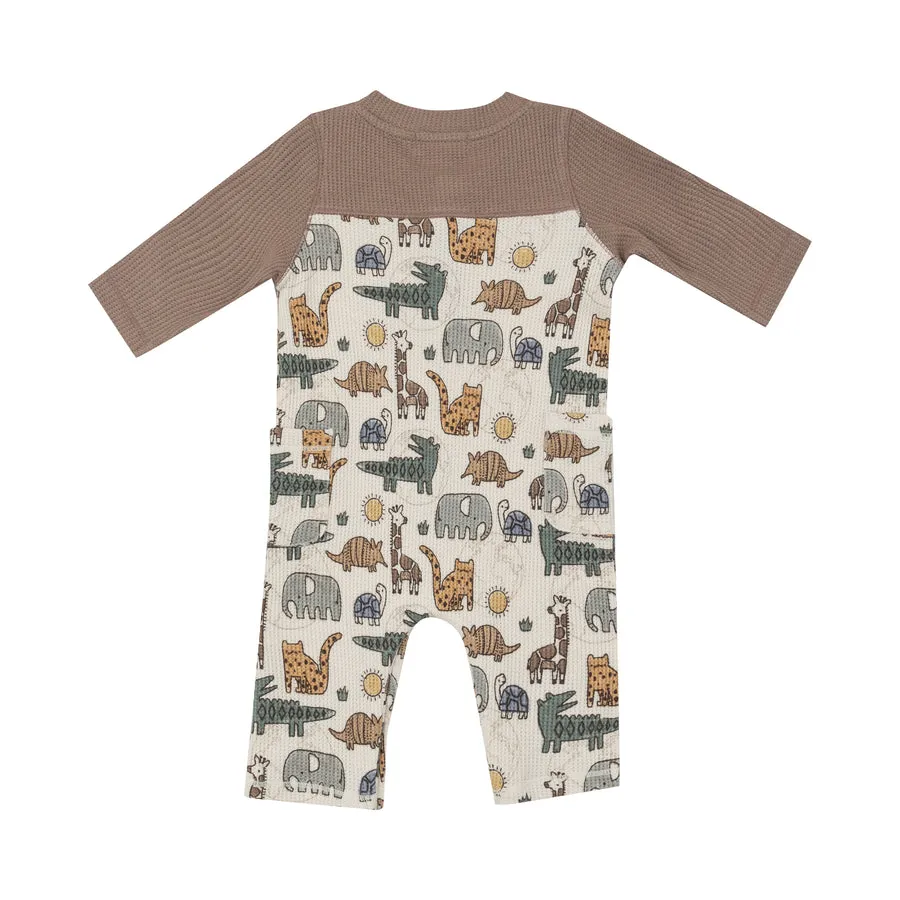 Romper With Contrast Sleeve- Safari Sketchbook