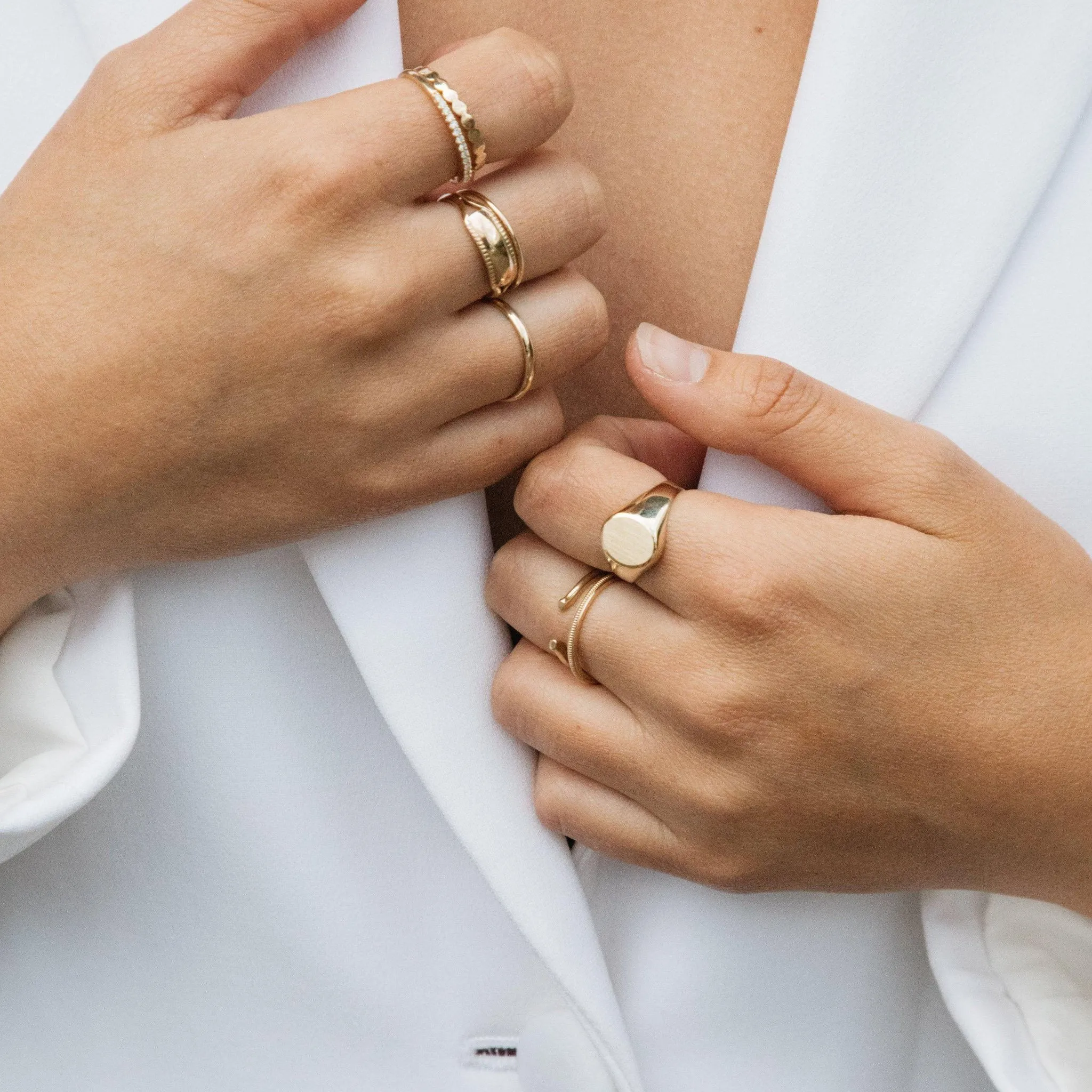 Round Signet Ring - Solid Gold