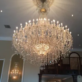 Rylight 35/50/60/72/90-Light Oversized Traditional Multi-layers Luxury Candle Crystal Chandelier