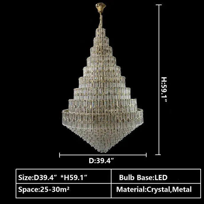 Rylight Oversized Multi-layers Honeycomb Crystal Chandelier