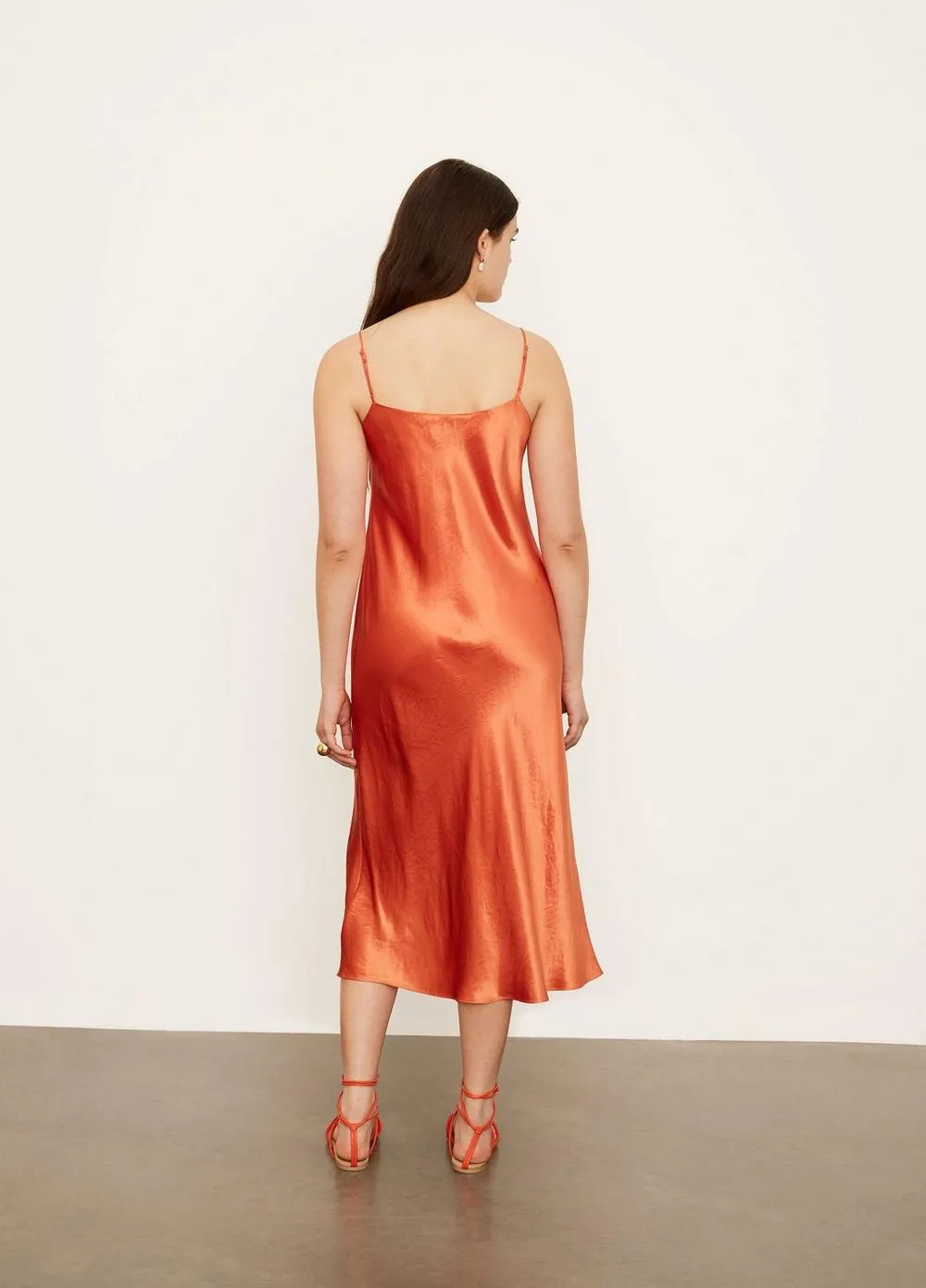 Satin Slip Dress in Burnt Orange