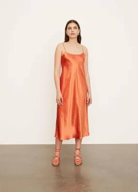 Satin Slip Dress in Burnt Orange