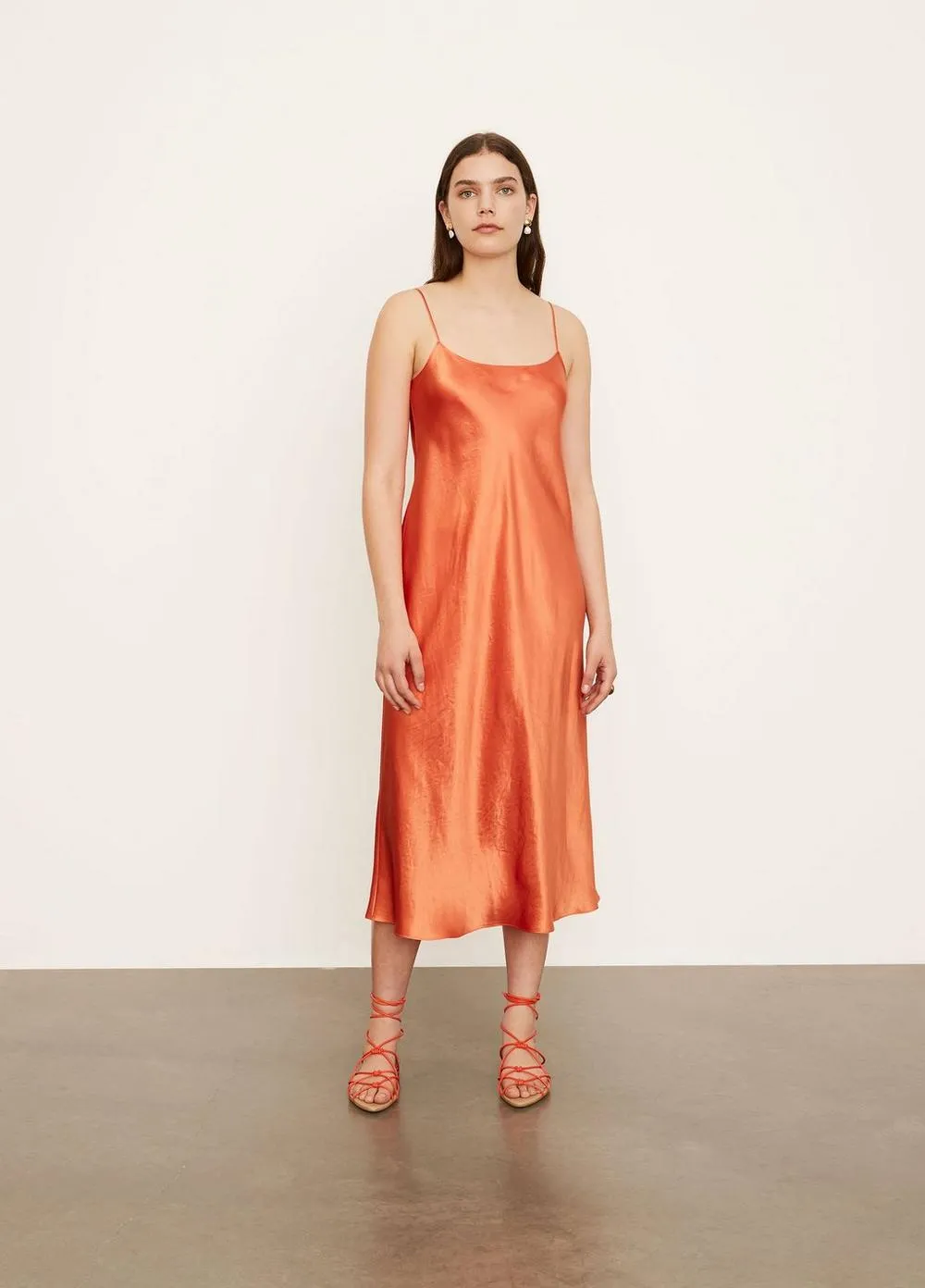 Satin Slip Dress in Burnt Orange