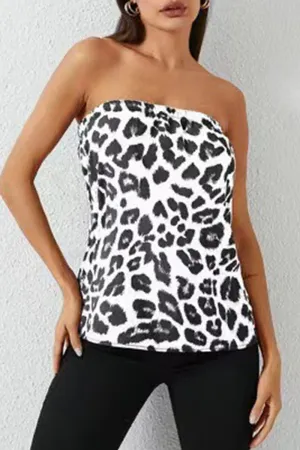 Sexy Leopard Strapless Tops(3 Colors)