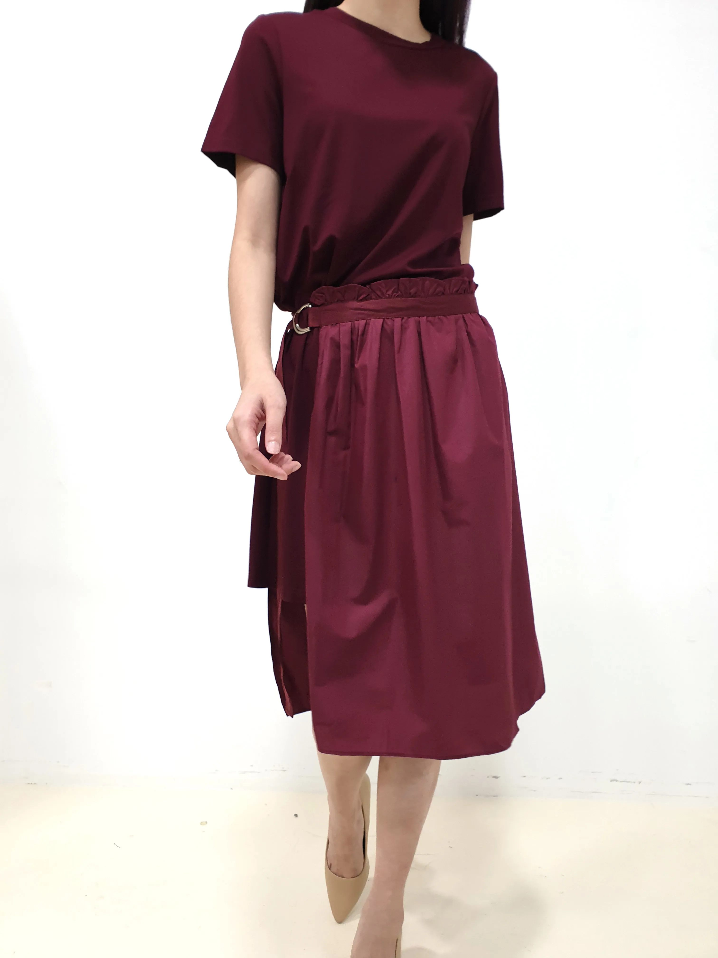 Side Gather Casual Dress - Plum (Non-returnable)