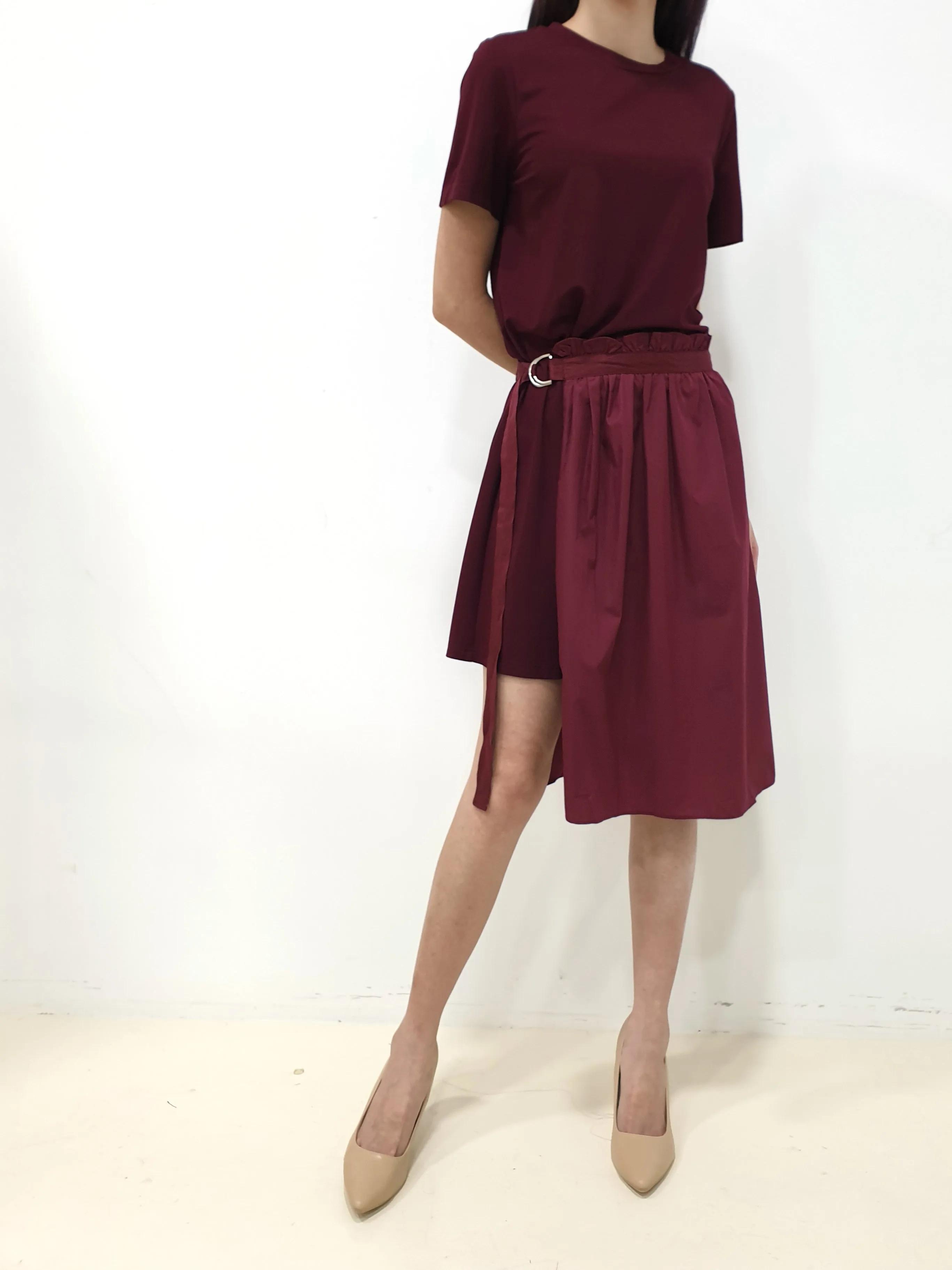 Side Gather Casual Dress - Plum (Non-returnable)