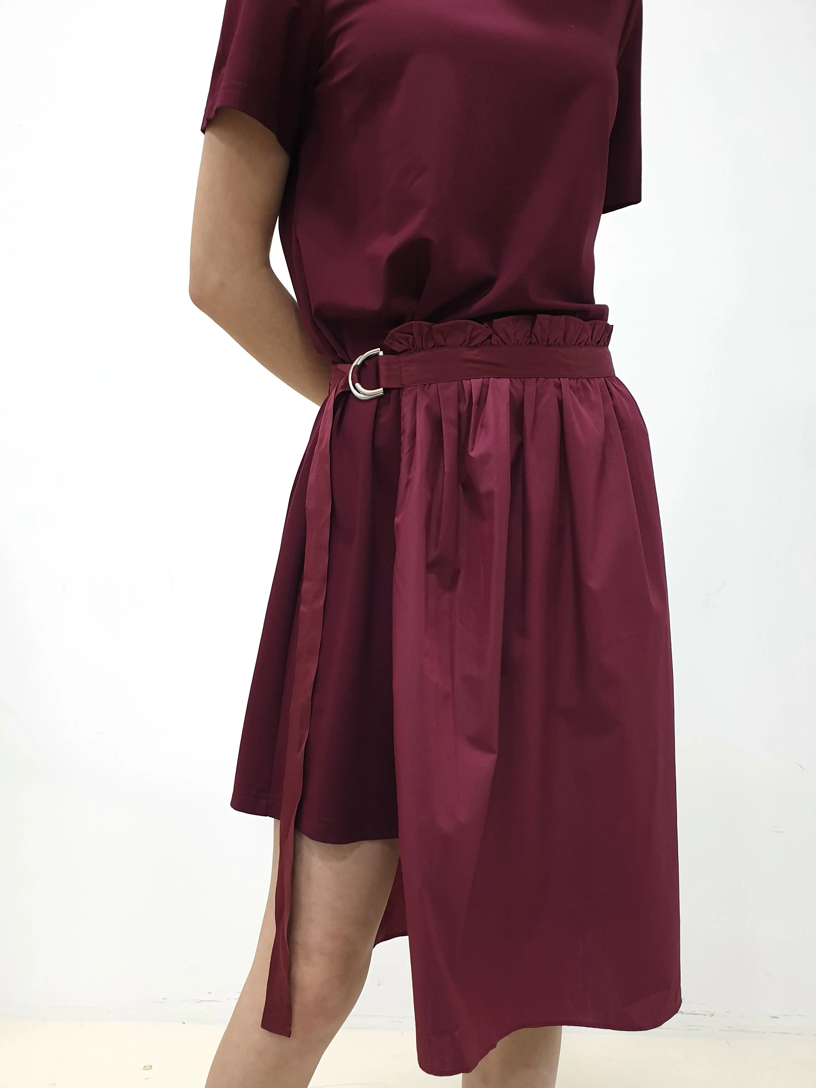 Side Gather Casual Dress - Plum (Non-returnable)