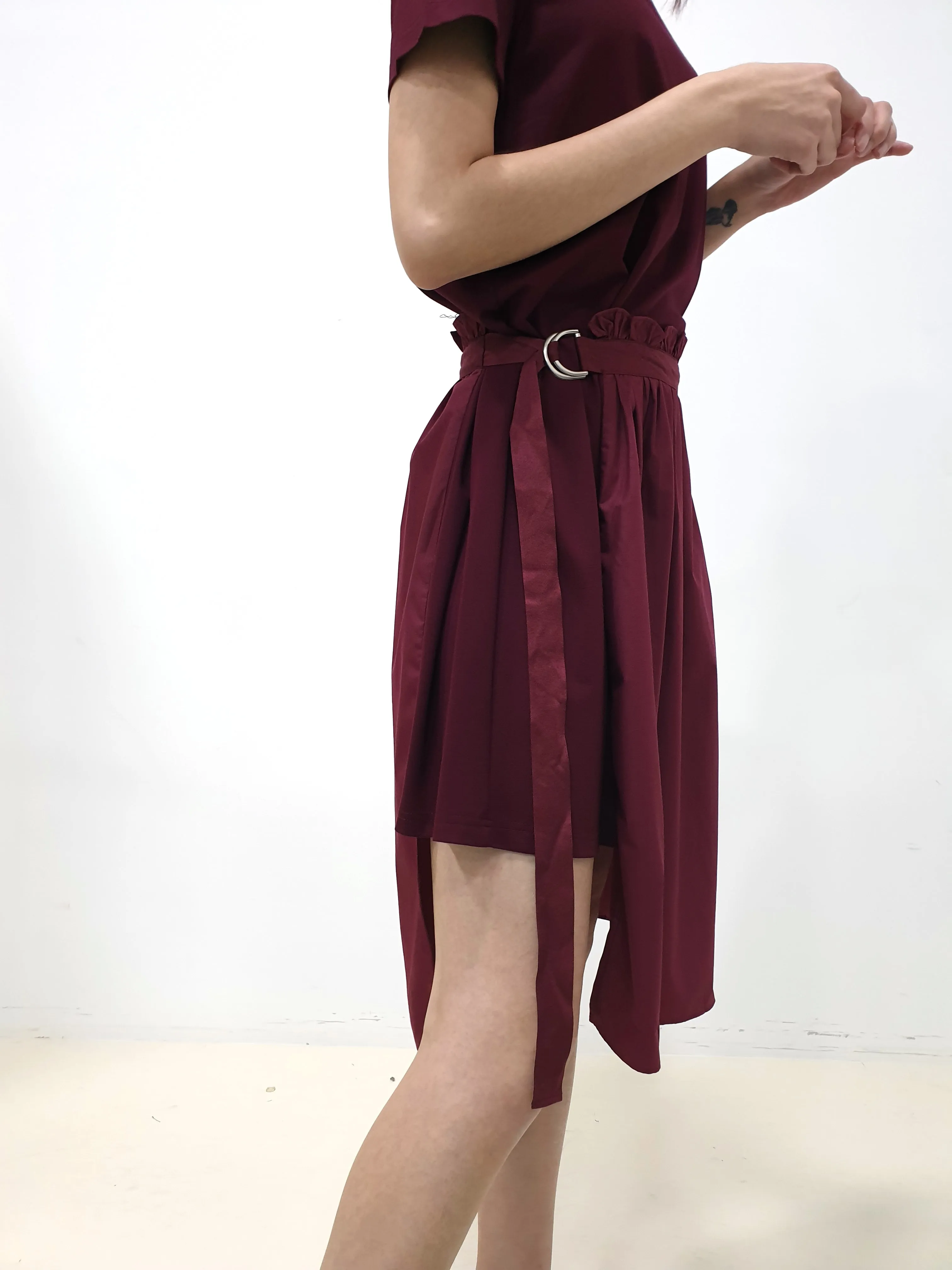 Side Gather Casual Dress - Plum (Non-returnable)