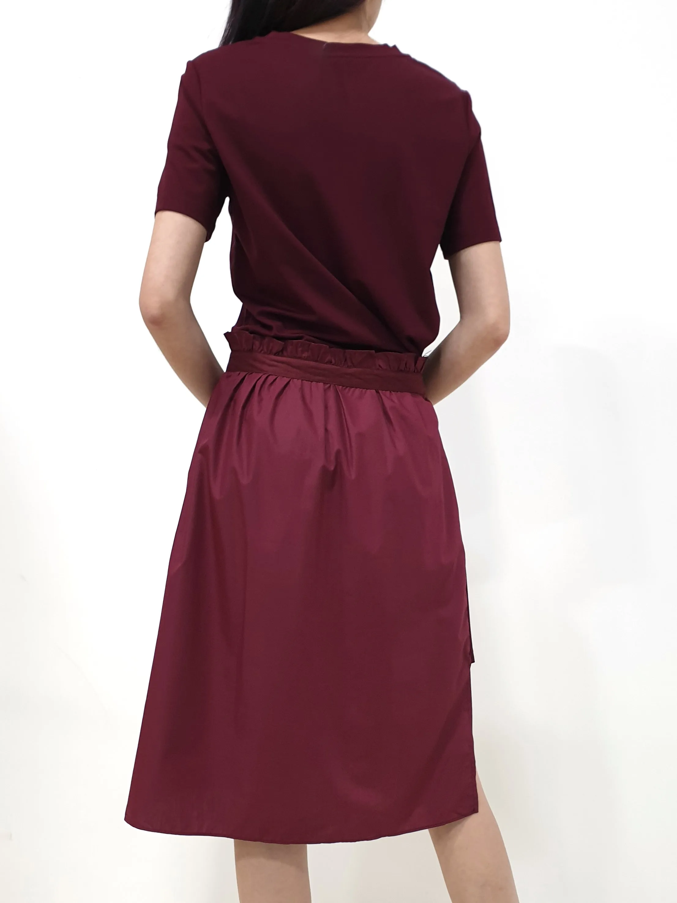 Side Gather Casual Dress - Plum (Non-returnable)