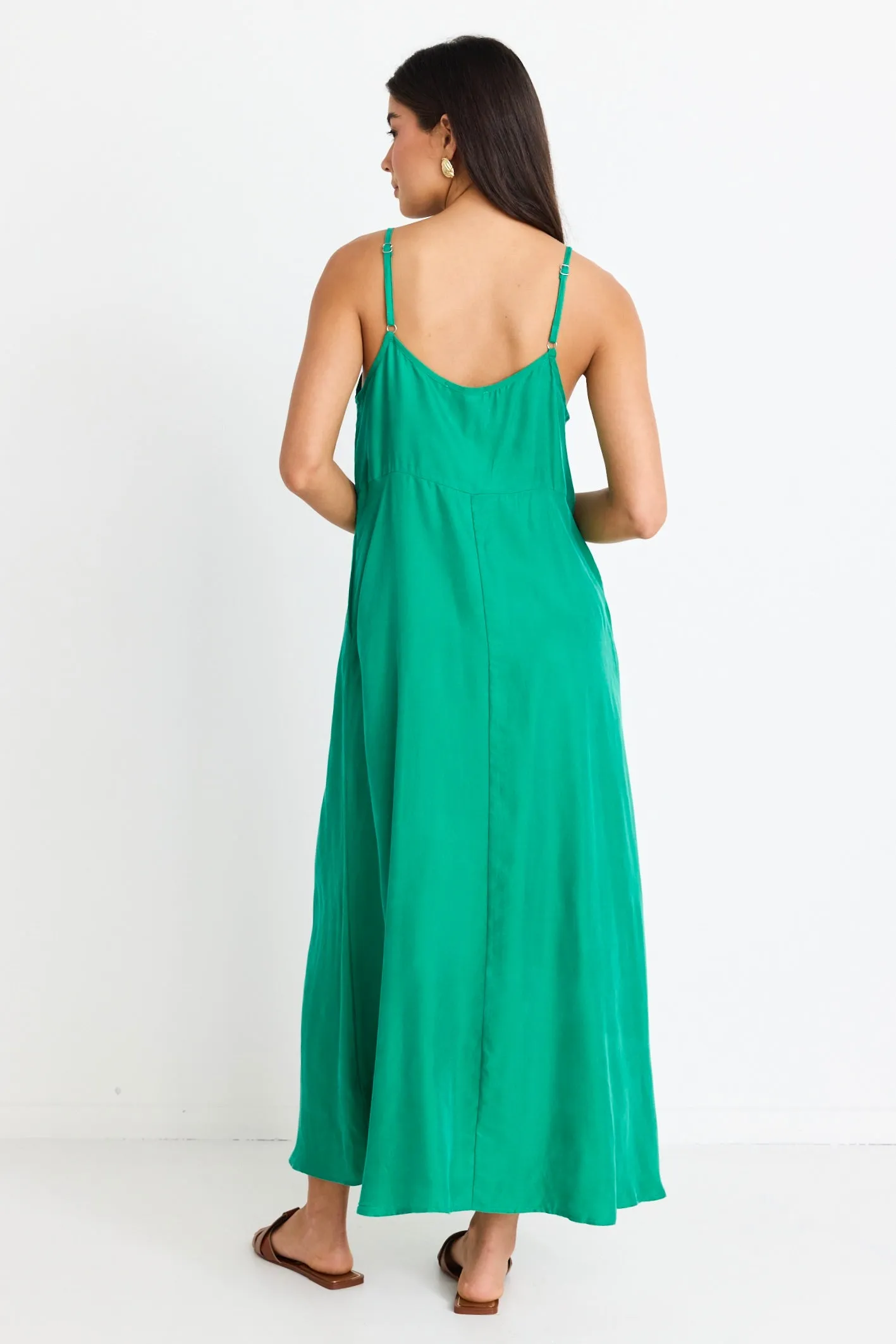 Single Green Cupro Strappy Dress