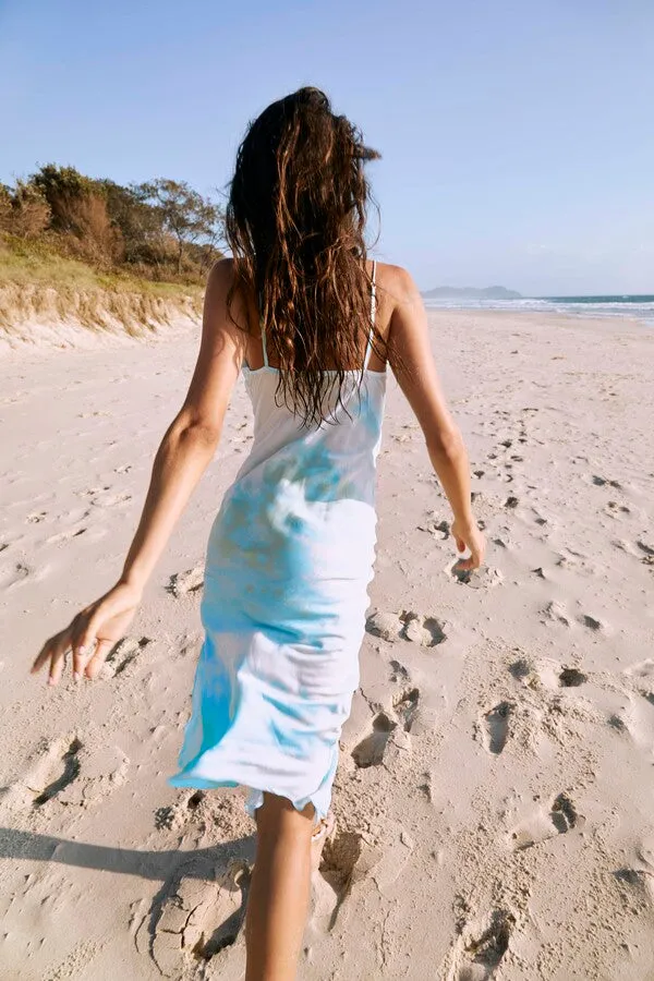 SIREN SLIP PALE GREEN & BLUE TIE DYE