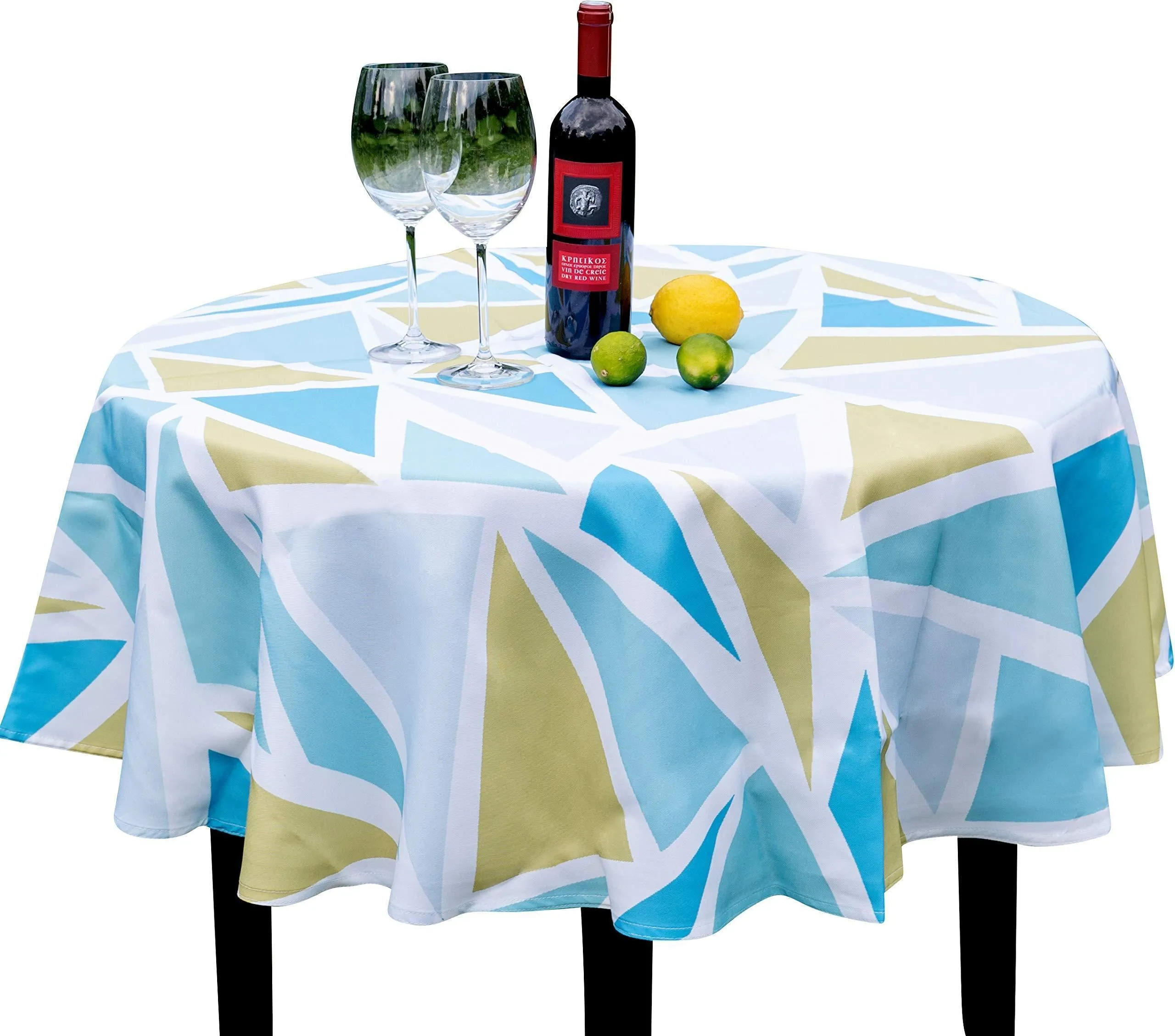 Spring Easter Outdoor Blue Tablecloth Spill Proof Wrinkle Free Round 60 inch