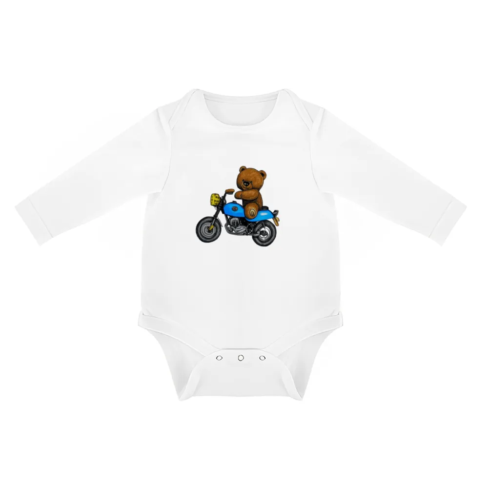 Teddy Ride Long Sleeve Baby Onesie