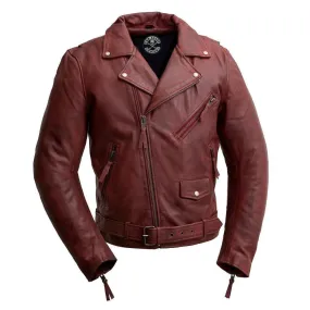 The Fillmore Mens Red Leather Motorcycle Jacket