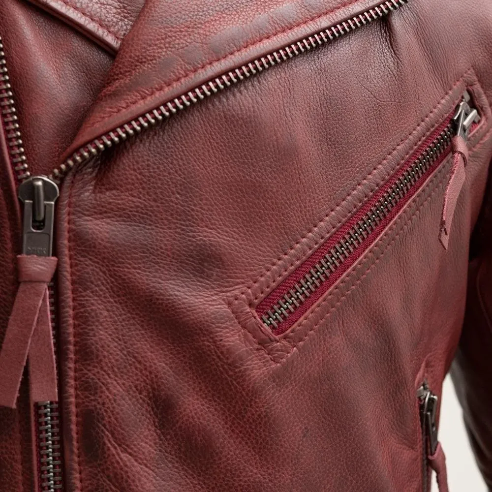 The Fillmore Mens Red Leather Motorcycle Jacket