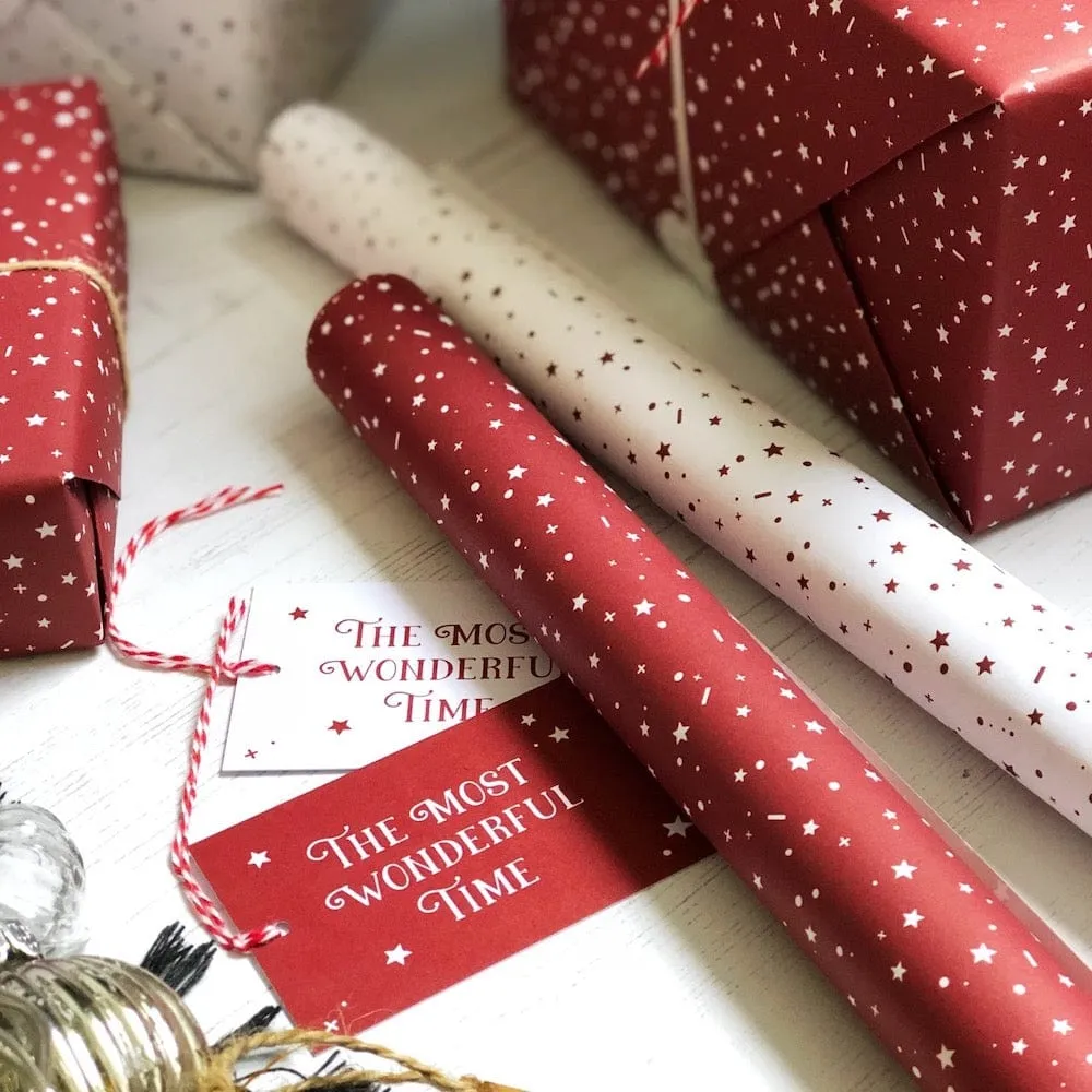 The Most Wonderful Time White Wrapping Paper & Tag