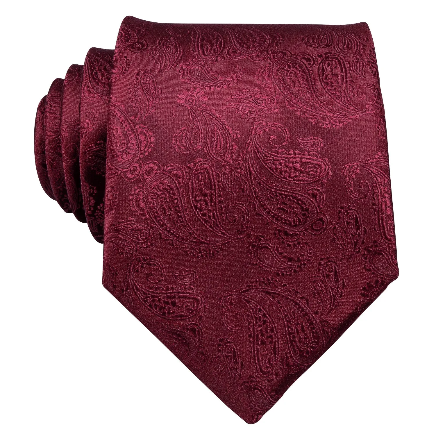 Ties2you Burgundy Tie for Men Paisley Silk Necktie Set for Suit Top