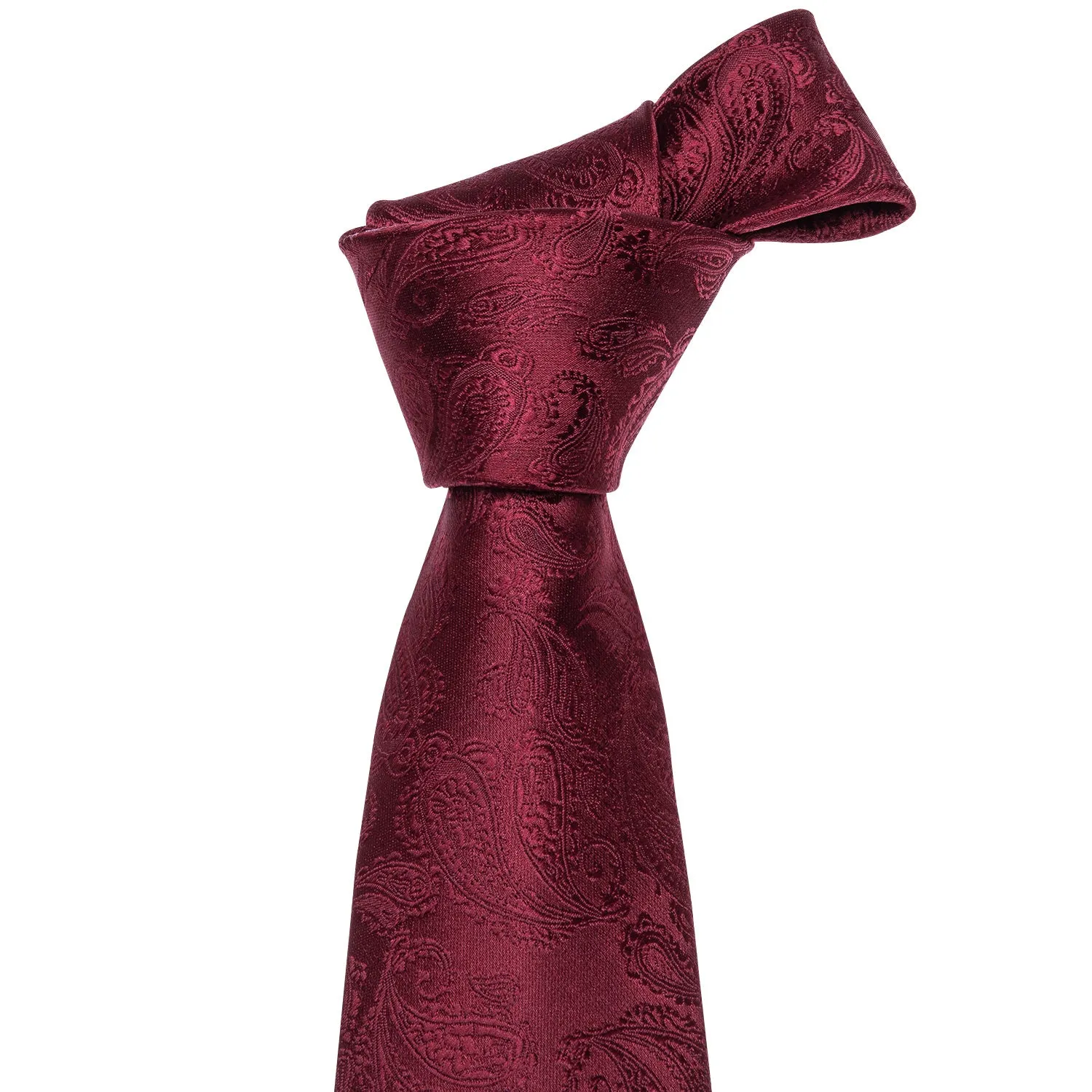 Ties2you Burgundy Tie for Men Paisley Silk Necktie Set for Suit Top