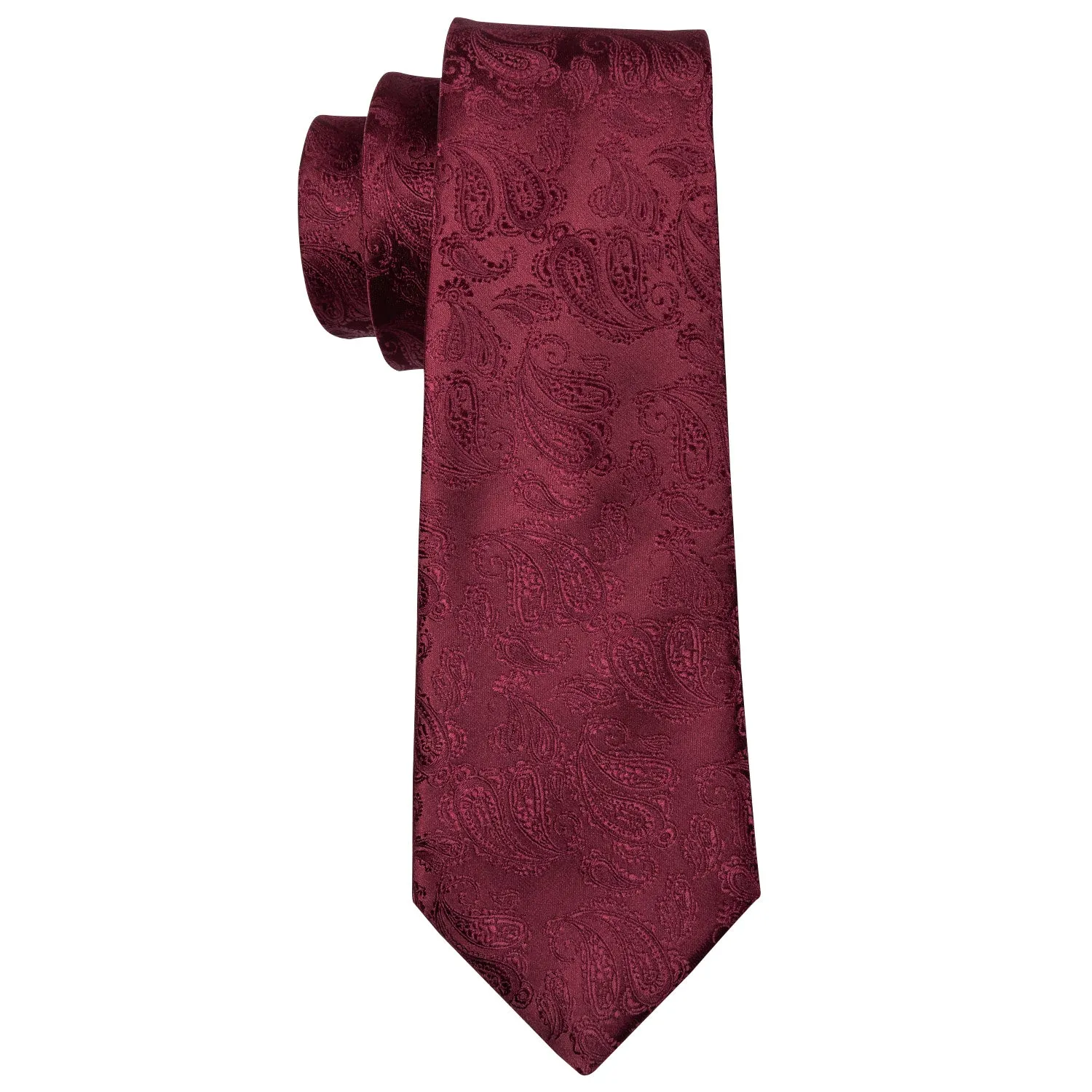 Ties2you Burgundy Tie for Men Paisley Silk Necktie Set for Suit Top