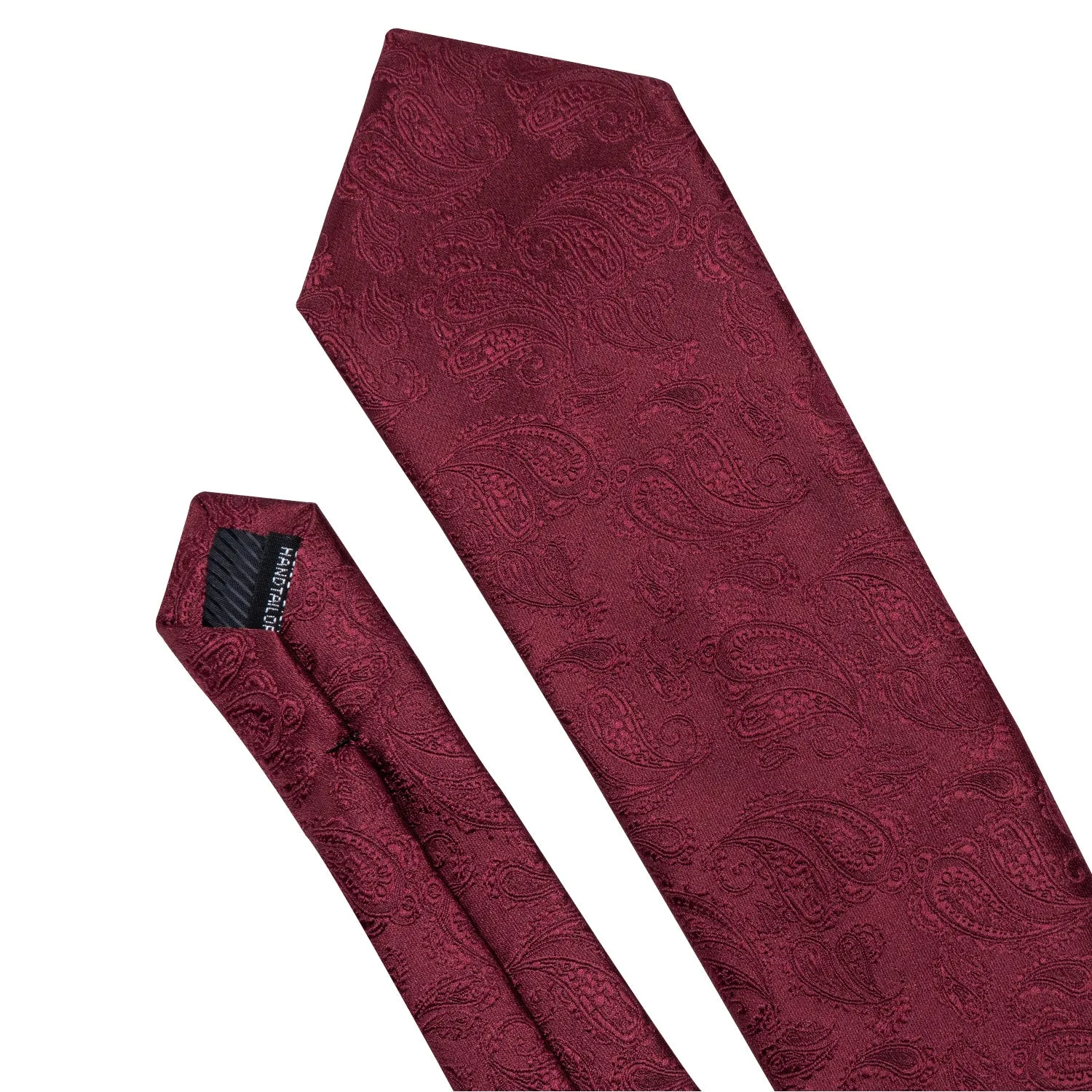 Ties2you Burgundy Tie for Men Paisley Silk Necktie Set for Suit Top