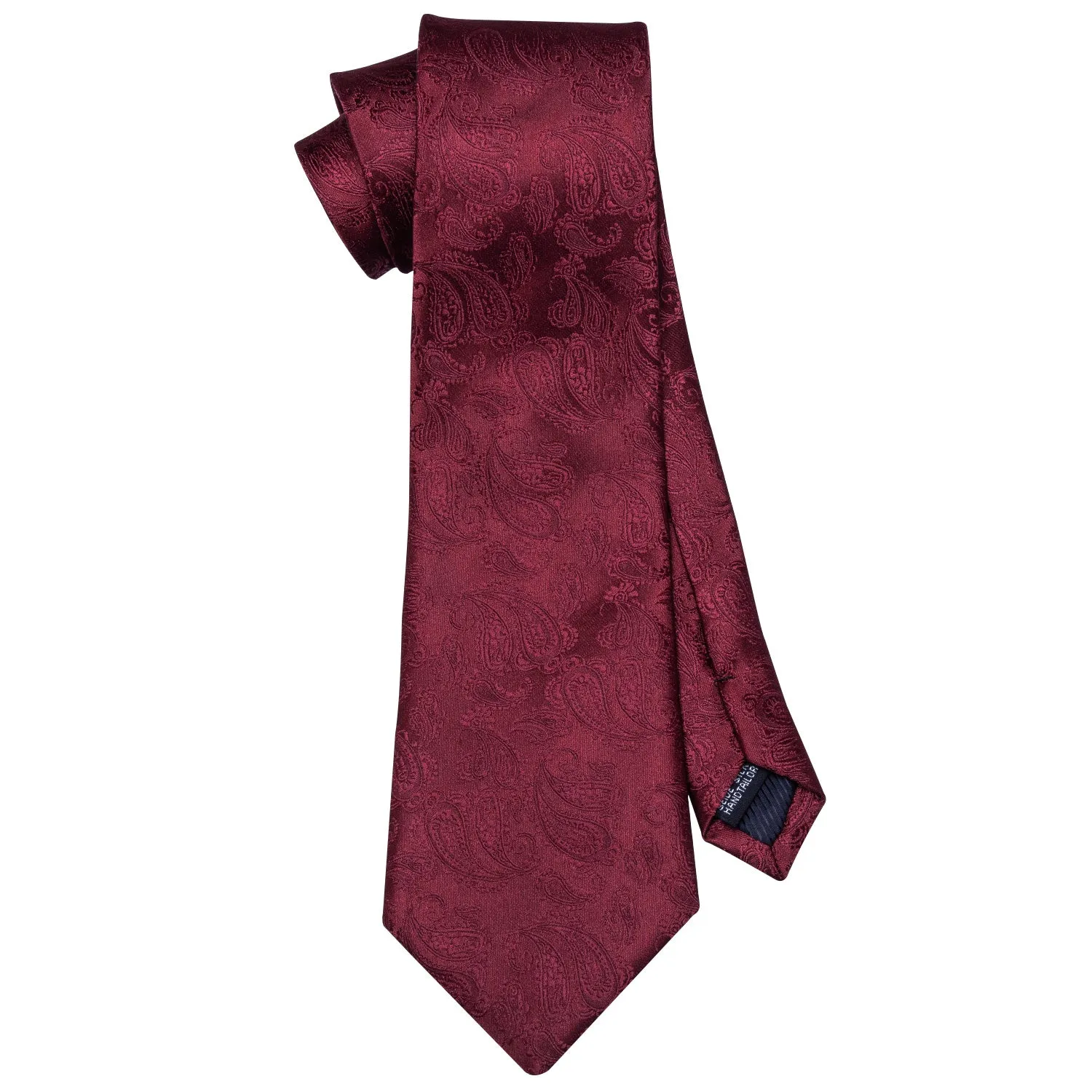 Ties2you Burgundy Tie for Men Paisley Silk Necktie Set for Suit Top