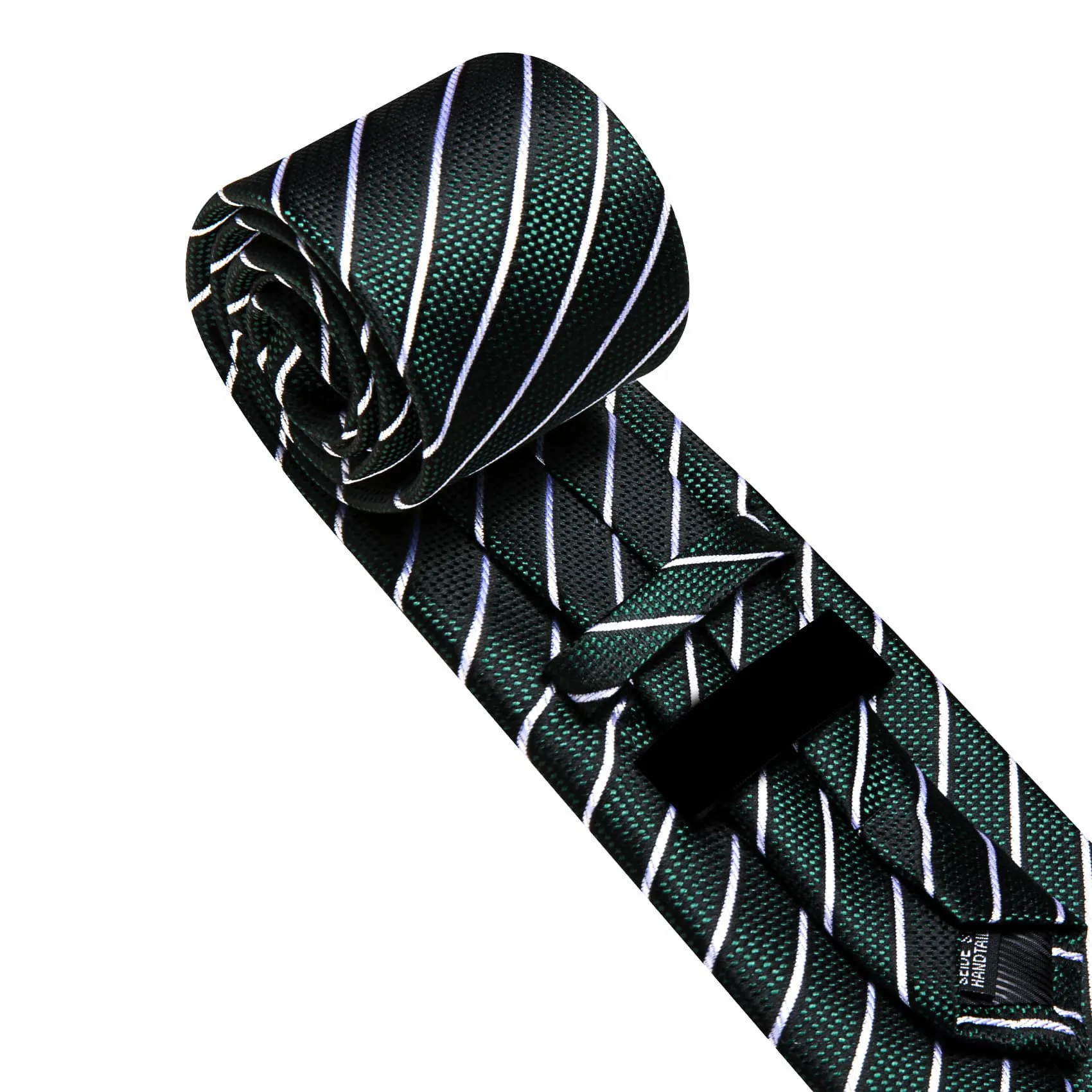 Ties2you Dress Tie Sapphire Pine Green Striped Men's Silk Tie Hanky Cufflinks Set