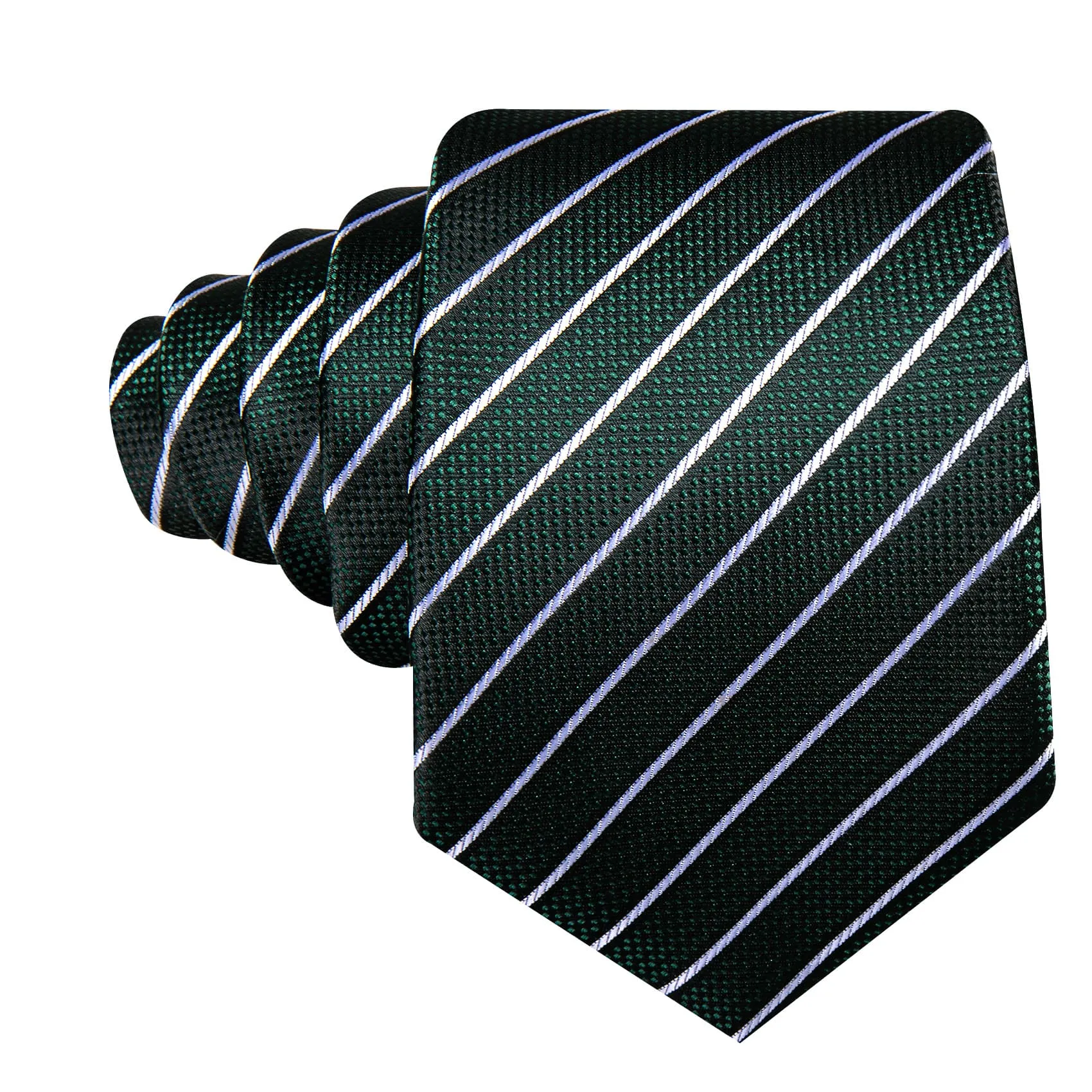 Ties2you Dress Tie Sapphire Pine Green Striped Men's Silk Tie Hanky Cufflinks Set