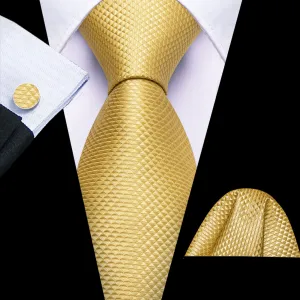 Ties2you Dress Tie Urobilin Yellow Novelty Silk Formal Men's Tie Handkerchief Cufflinks Set