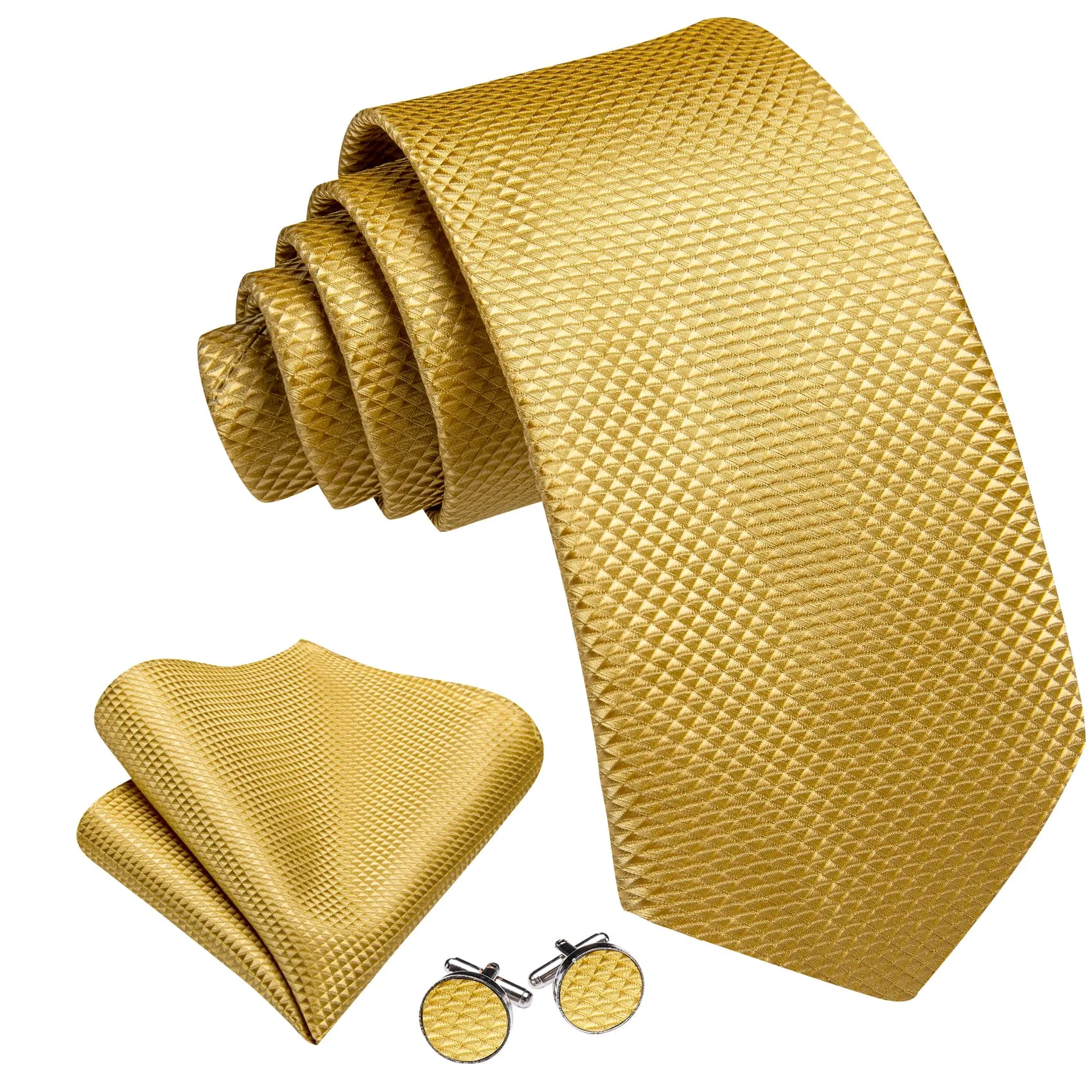 Ties2you Dress Tie Urobilin Yellow Novelty Silk Formal Men's Tie Handkerchief Cufflinks Set