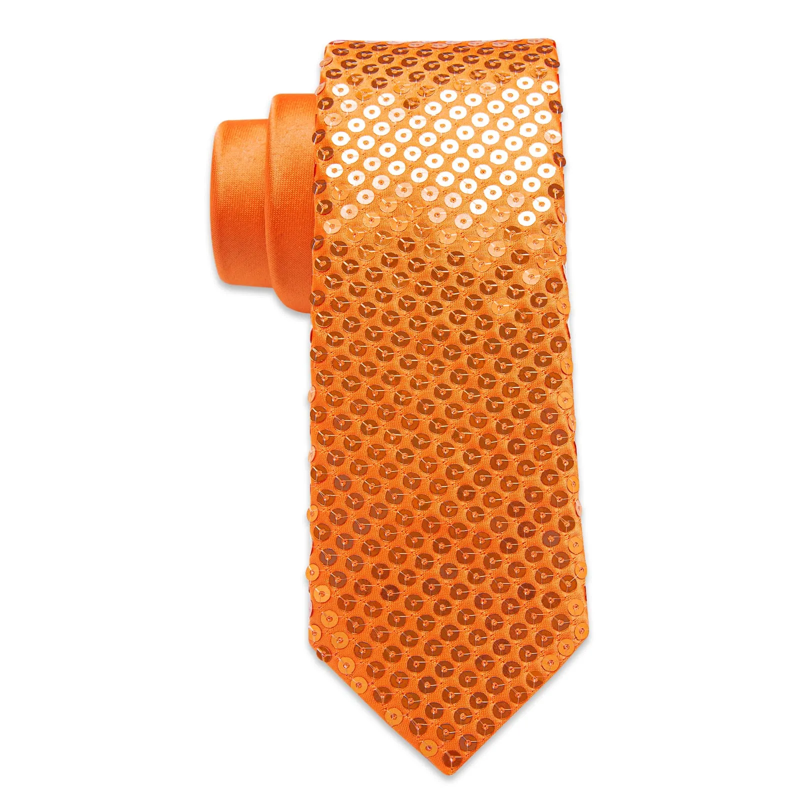 Ties2you Neck Tie Novelty Sequin Dark Orange Mens Tie Pocket Square Set for Party