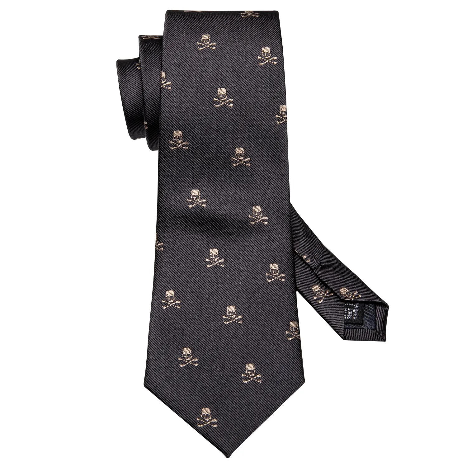 Ties2you Silk Tie Novelty Black Brown Skull Men's Tie Handkerchief Cufflinks Set