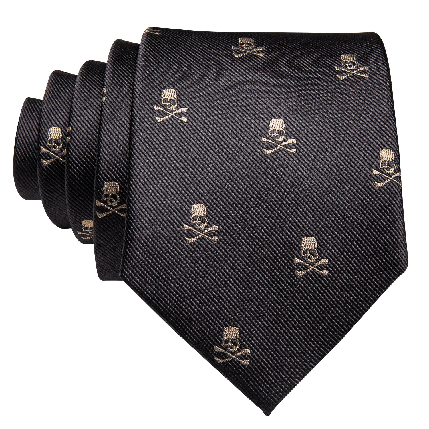 Ties2you Silk Tie Novelty Black Brown Skull Men's Tie Handkerchief Cufflinks Set