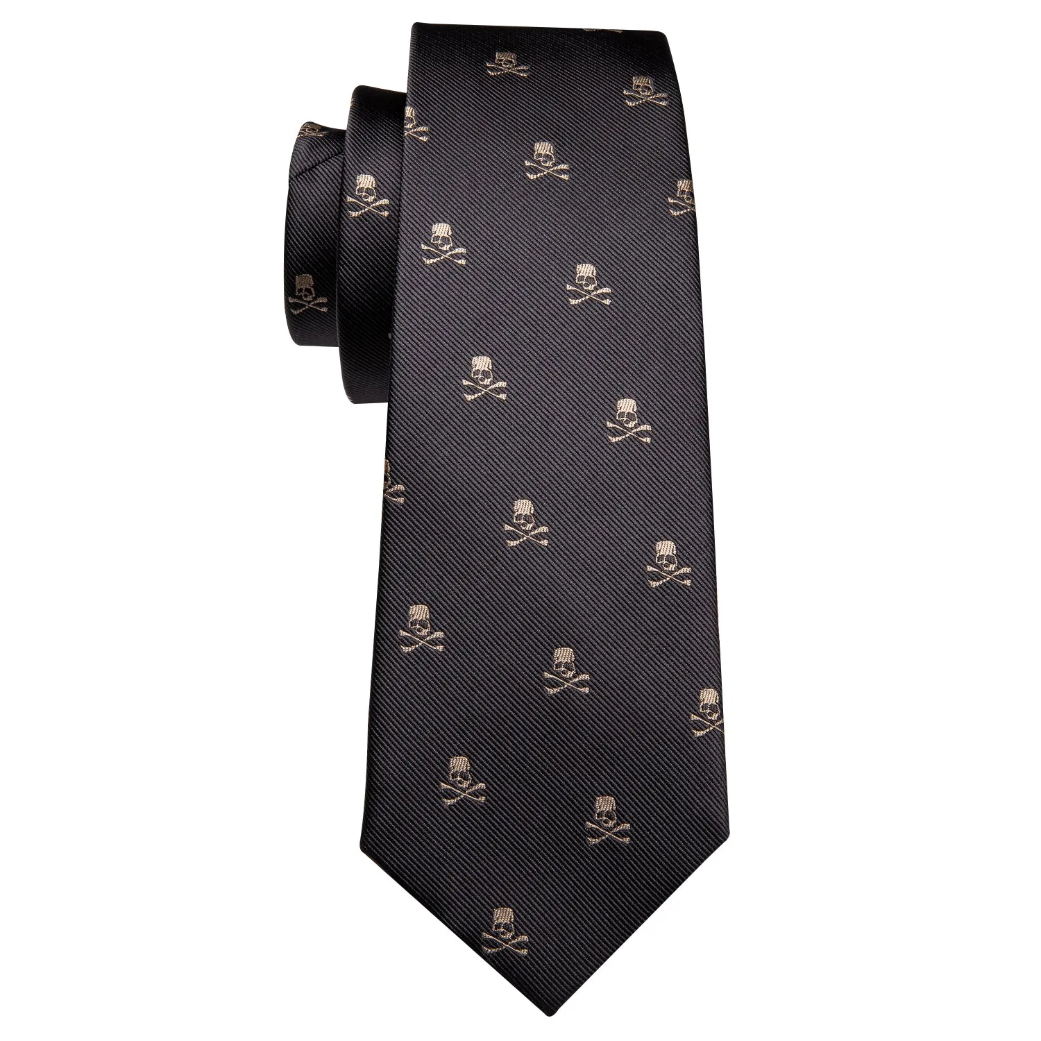 Ties2you Silk Tie Novelty Black Brown Skull Men's Tie Handkerchief Cufflinks Set