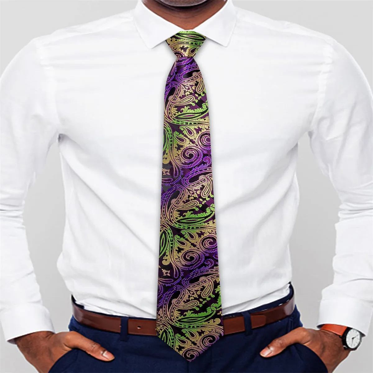 Ties2you Tie Top Colourful Paisley Silk Lazy Mens Business Easy-pull Work Dresses Tie Set