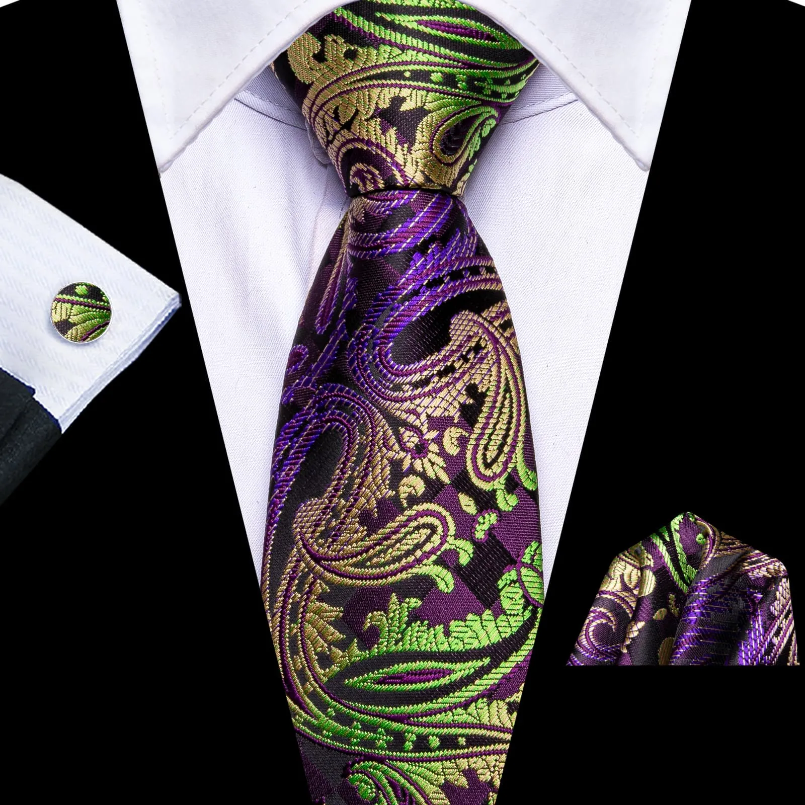 Ties2you Tie Top Colourful Paisley Silk Lazy Mens Business Easy-pull Work Dresses Tie Set