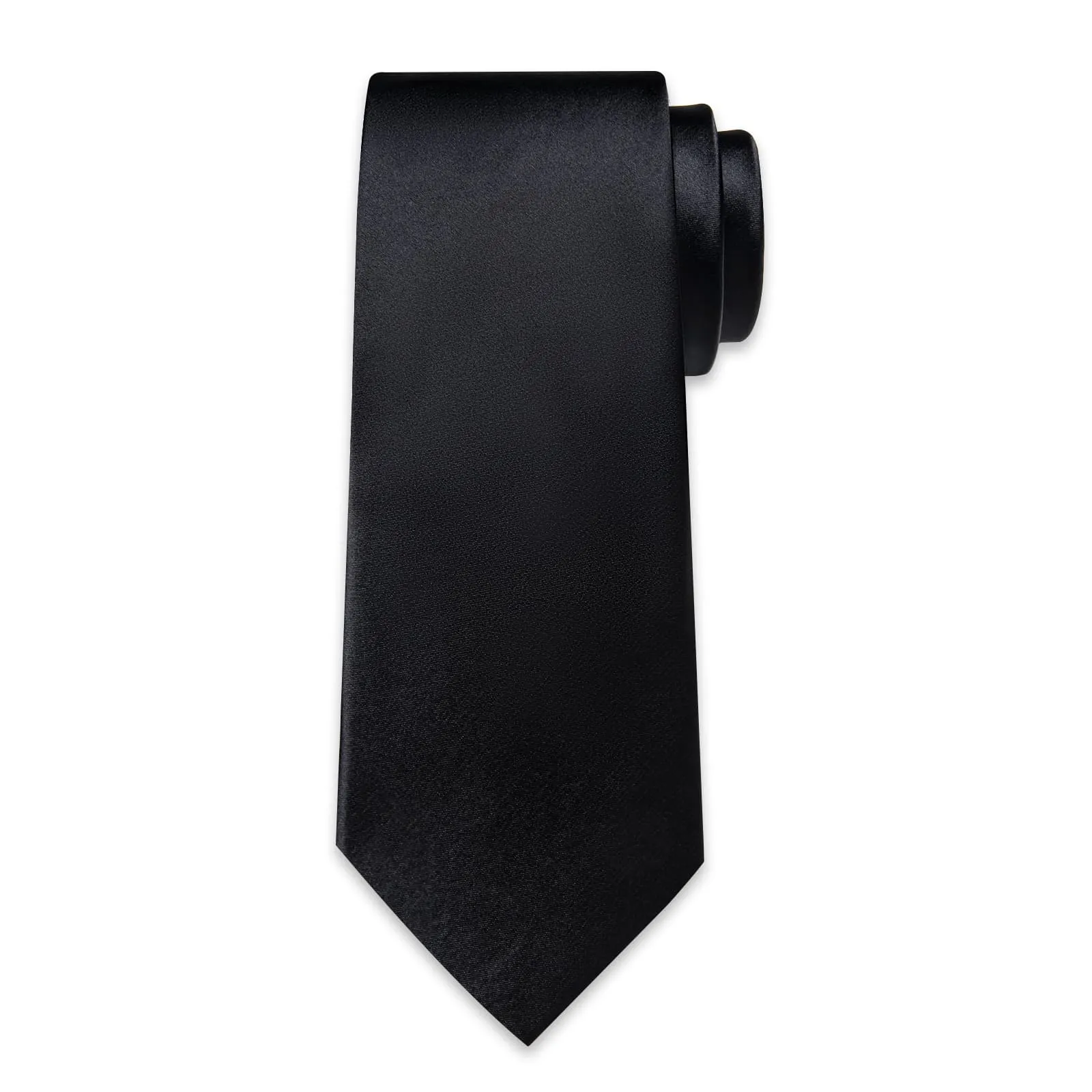 Ties2you Tie Top Shining Solid Silk Mens Work Dresses Black Tie Handkerchief Cufflinks Set