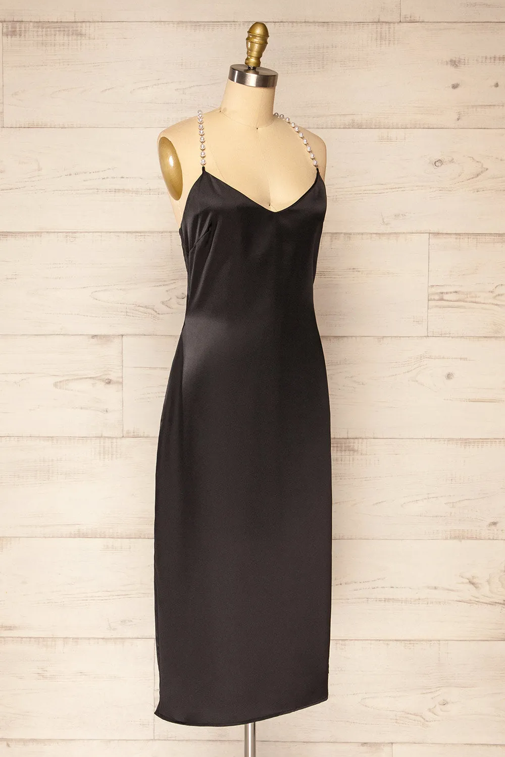 Torrevieja | Midi Slip Dress w/ Pearl Straps