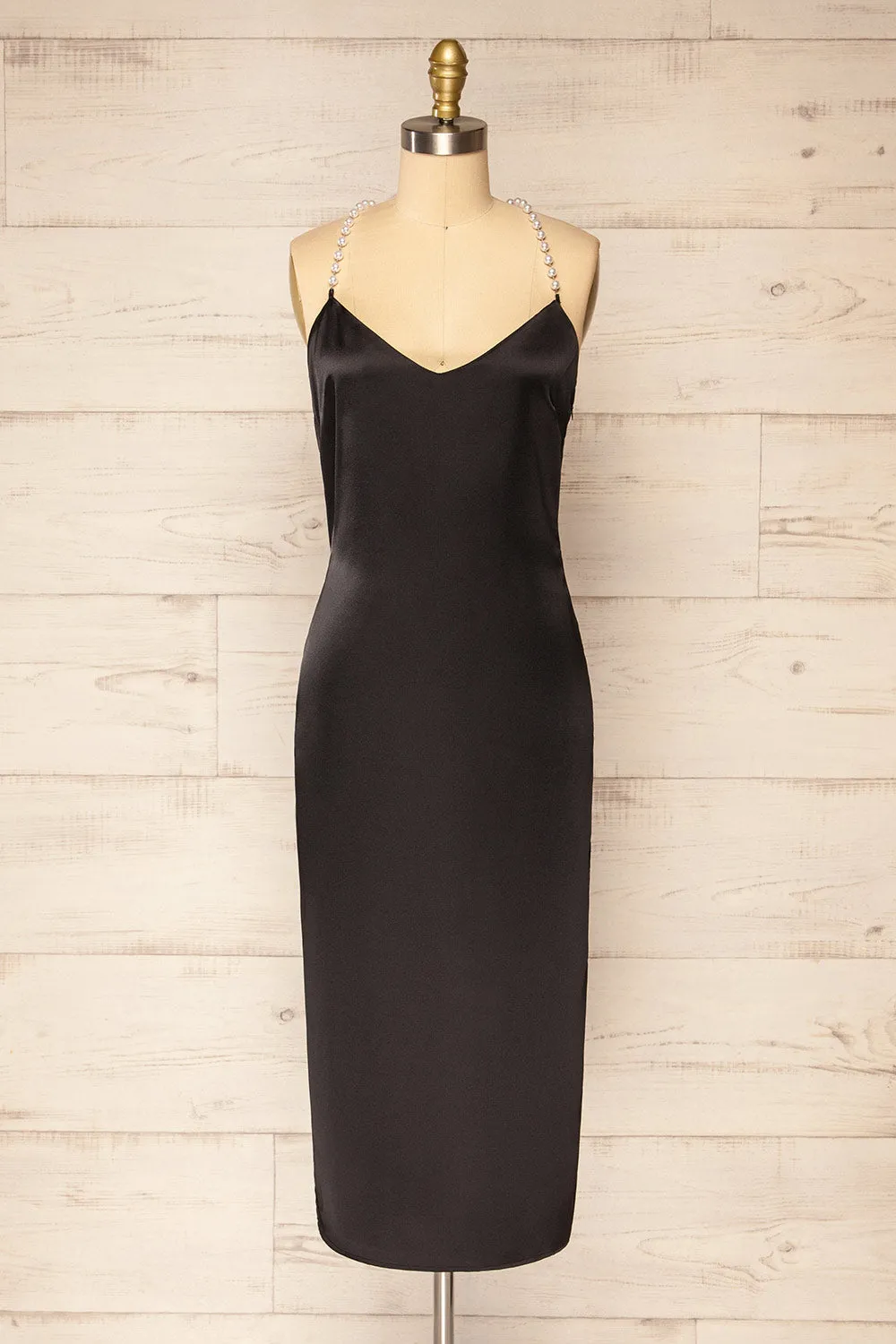 Torrevieja | Midi Slip Dress w/ Pearl Straps