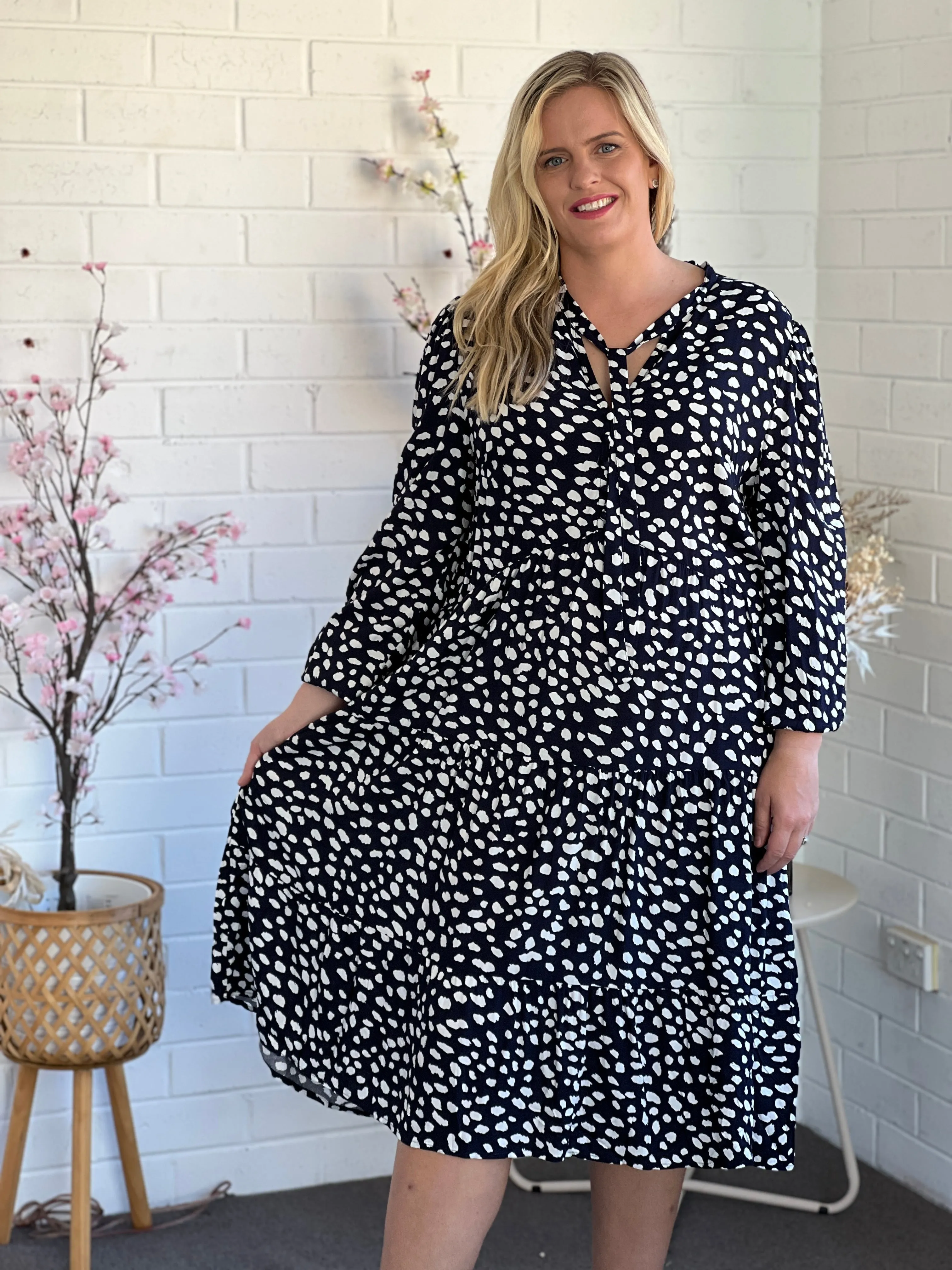 Ulla Navy Splotch Dress