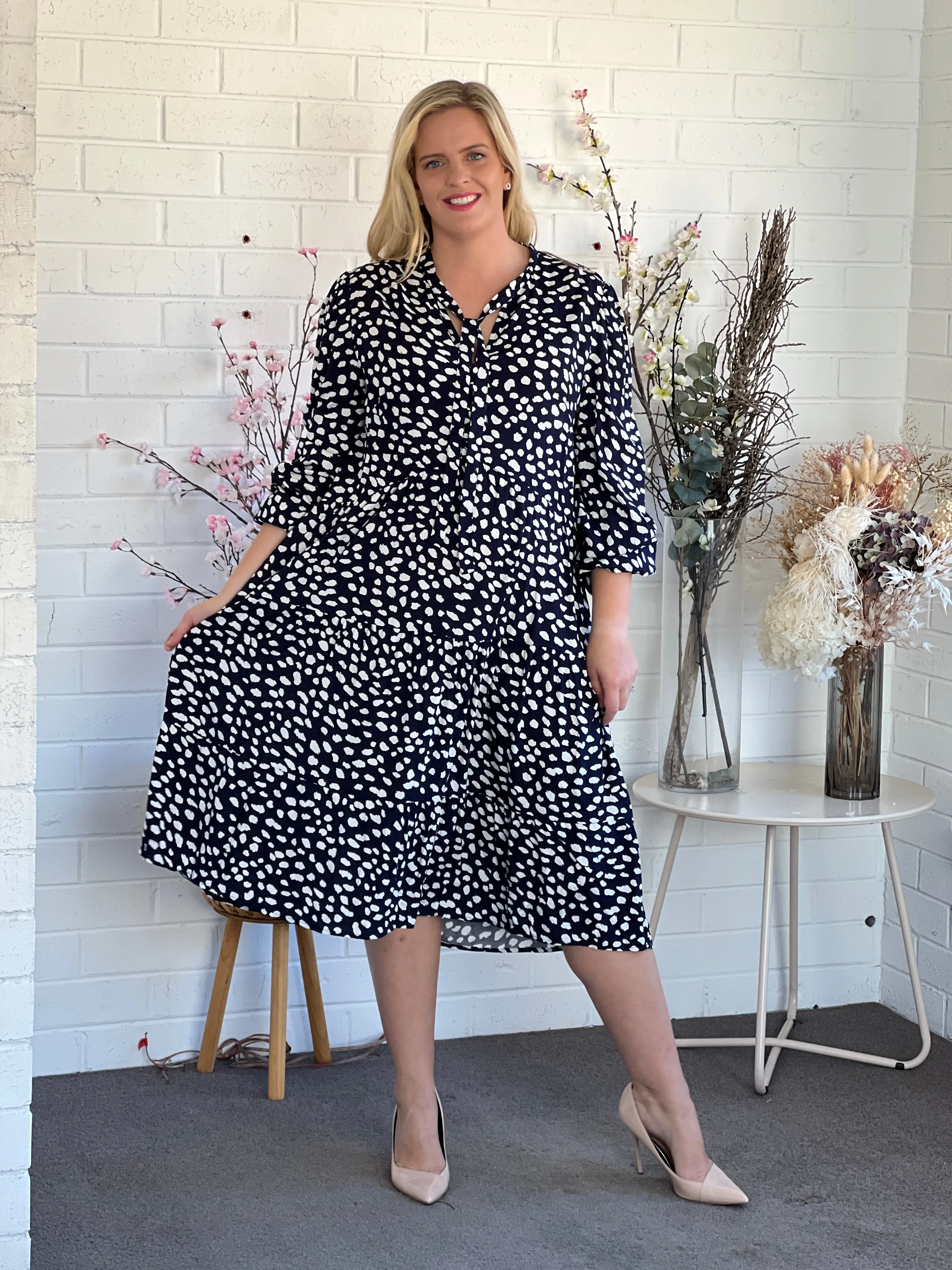 Ulla Navy Splotch Dress