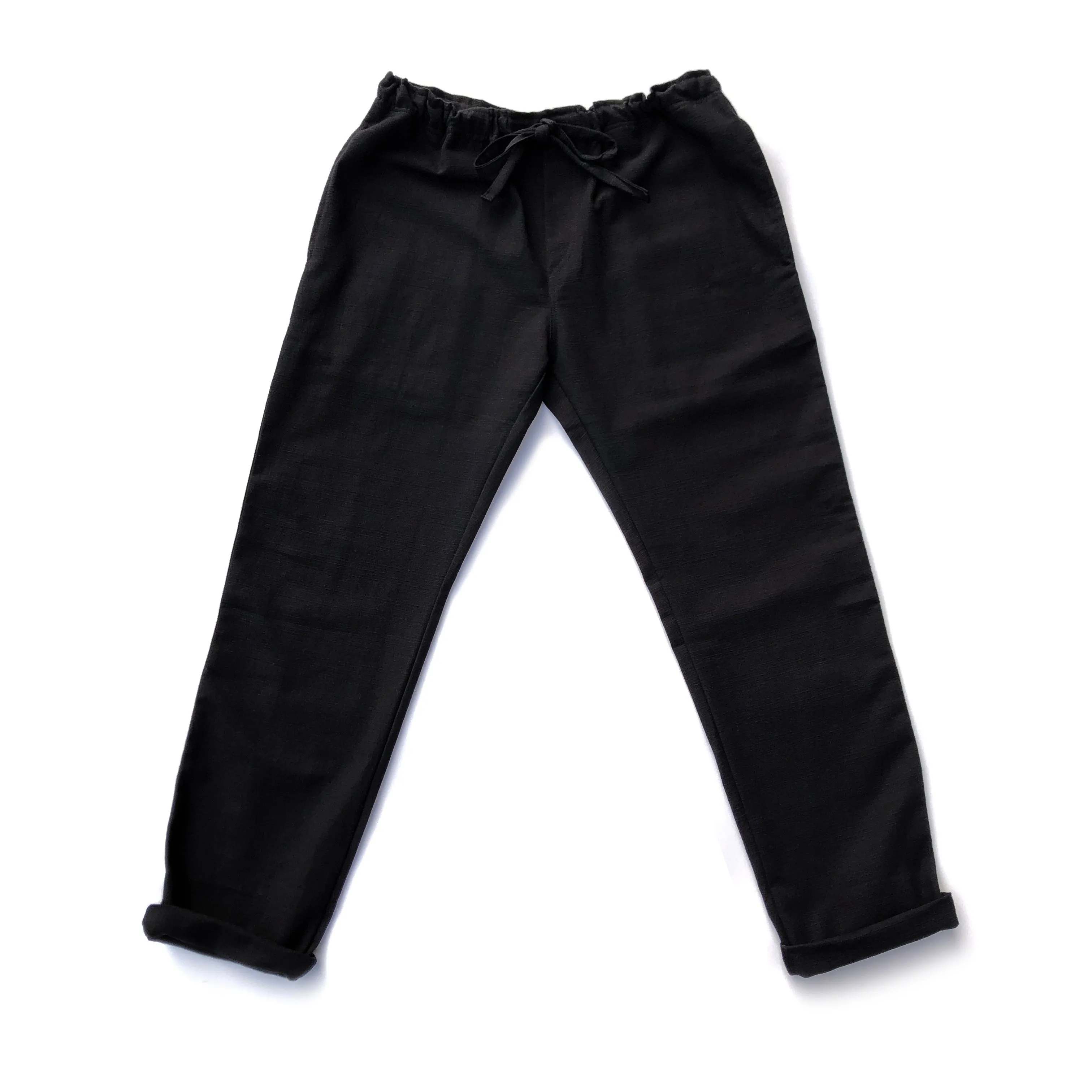 Unisex Ribbed Cotton Shing Mai Trousers Black