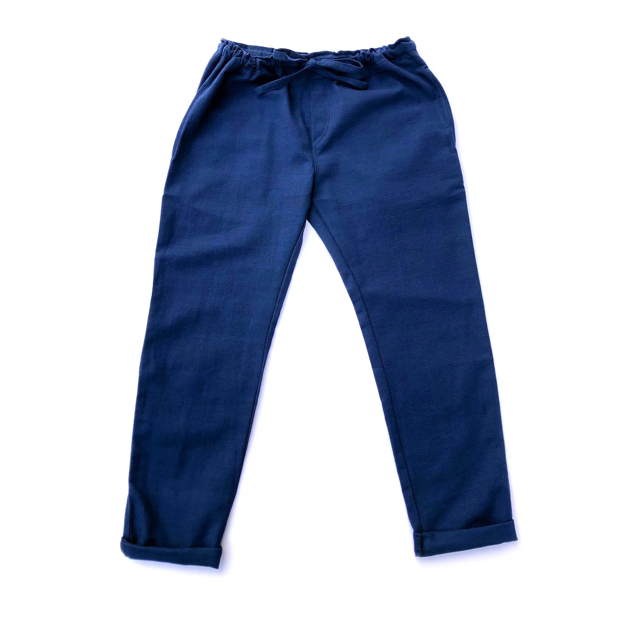 Unisex Ribbed Cotton Shing Mai Trousers Navy Blue