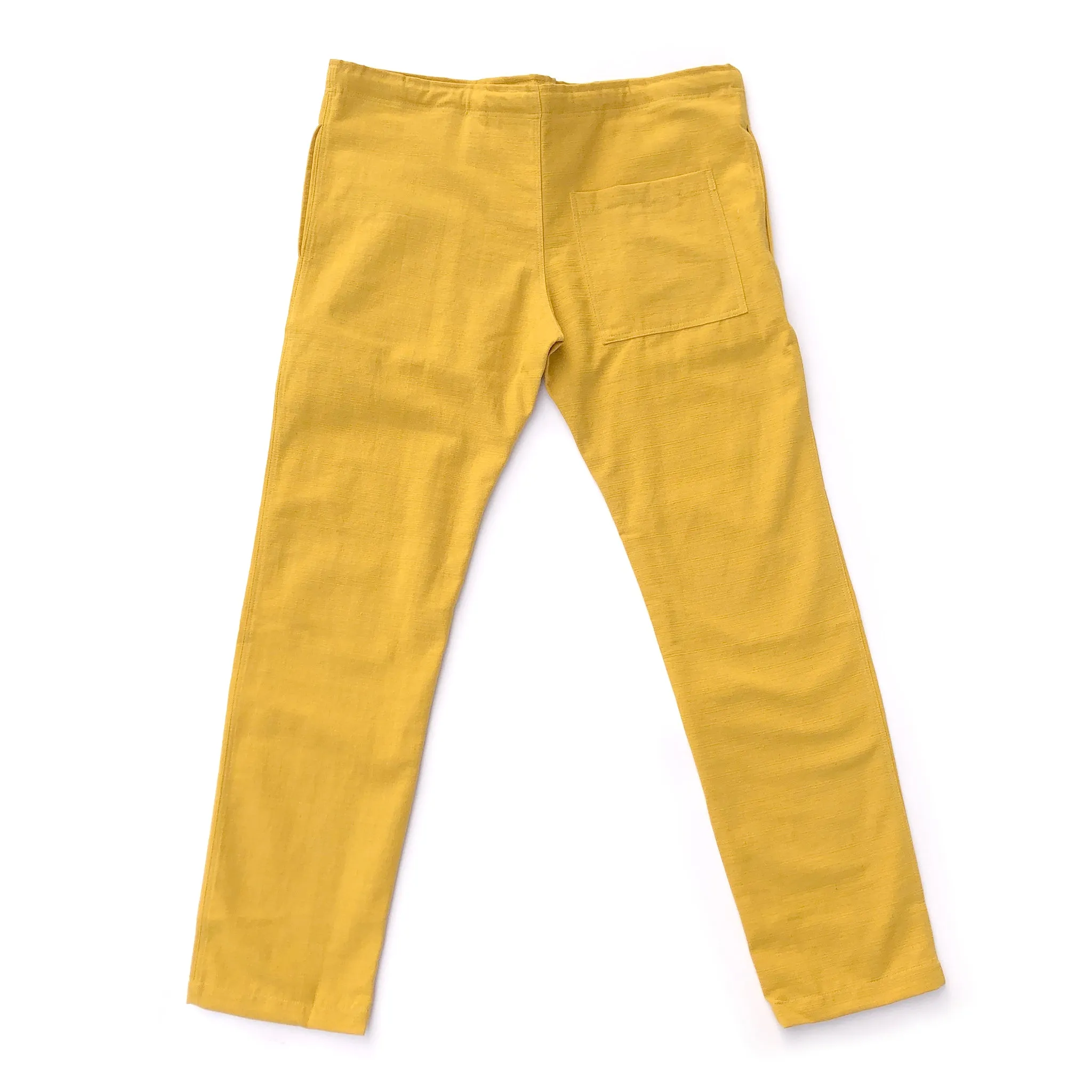 Unisex Ribbed Cotton Shing Mai Trousers Yellow