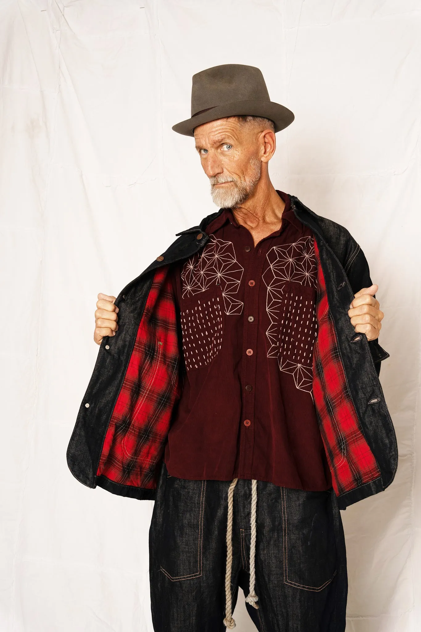 Universal Chore Jacket Linen Denim Red Plaid Air Drye