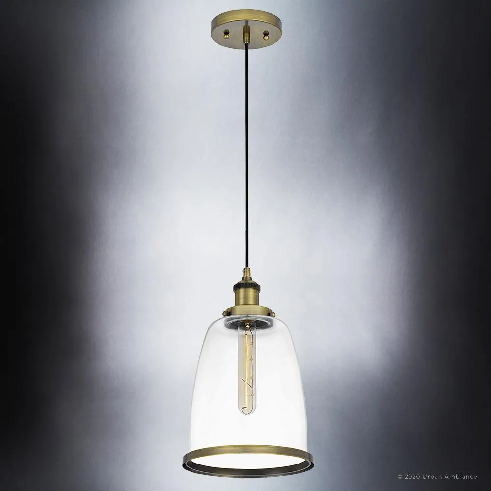 UQL4080 Transitional Pendant 13.5''H x 8''W, Antique Brass Finish, Wyndford Collection